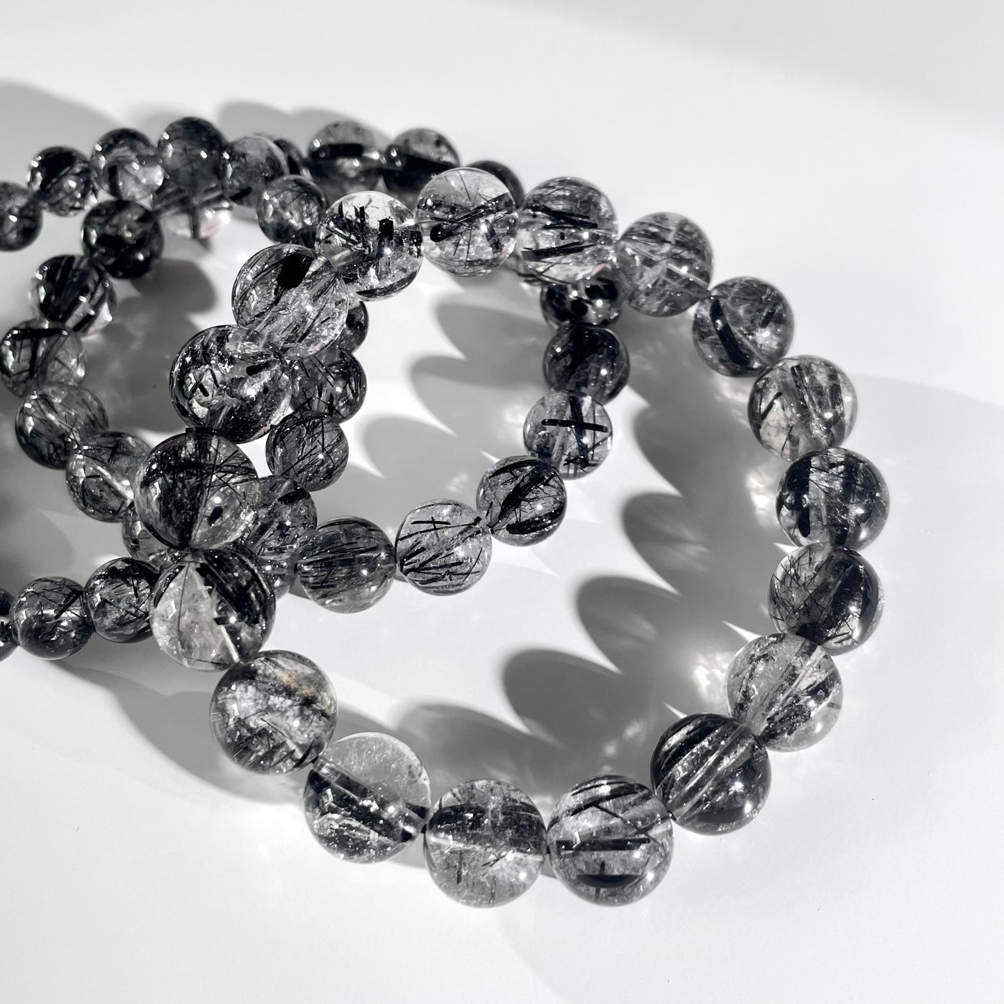 Black Rutile Quartz Beaded Bracelet