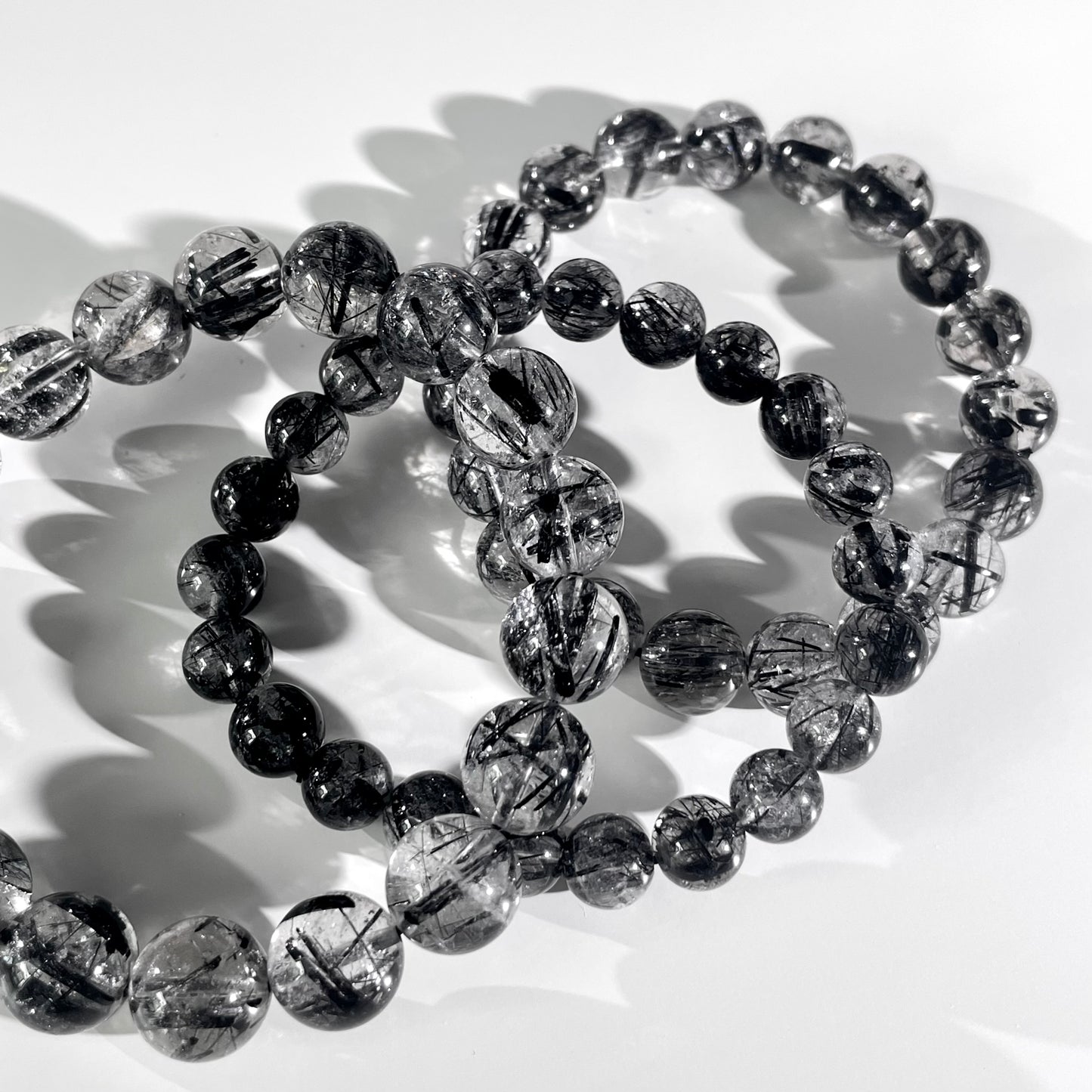 Black Rutile Quartz Beaded Bracelet