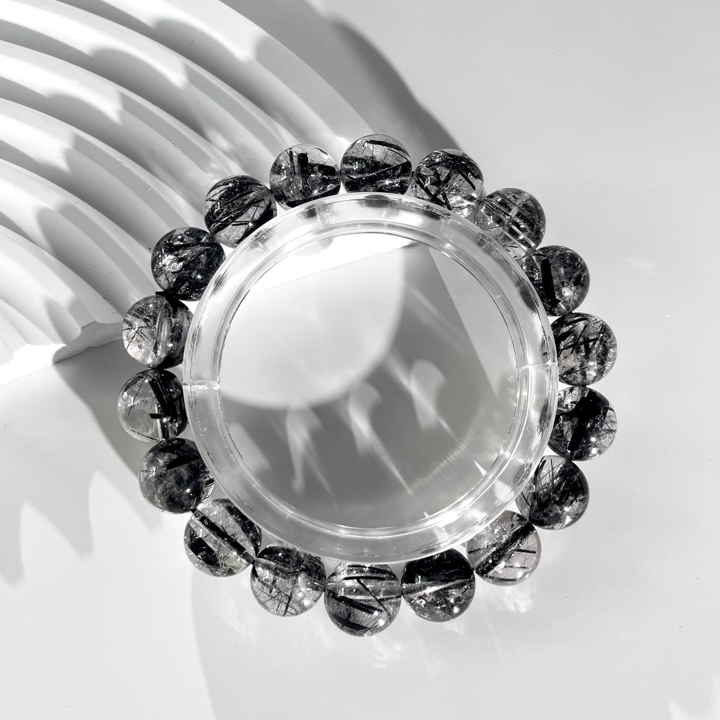 Black Rutile Quartz Beaded Bracelet