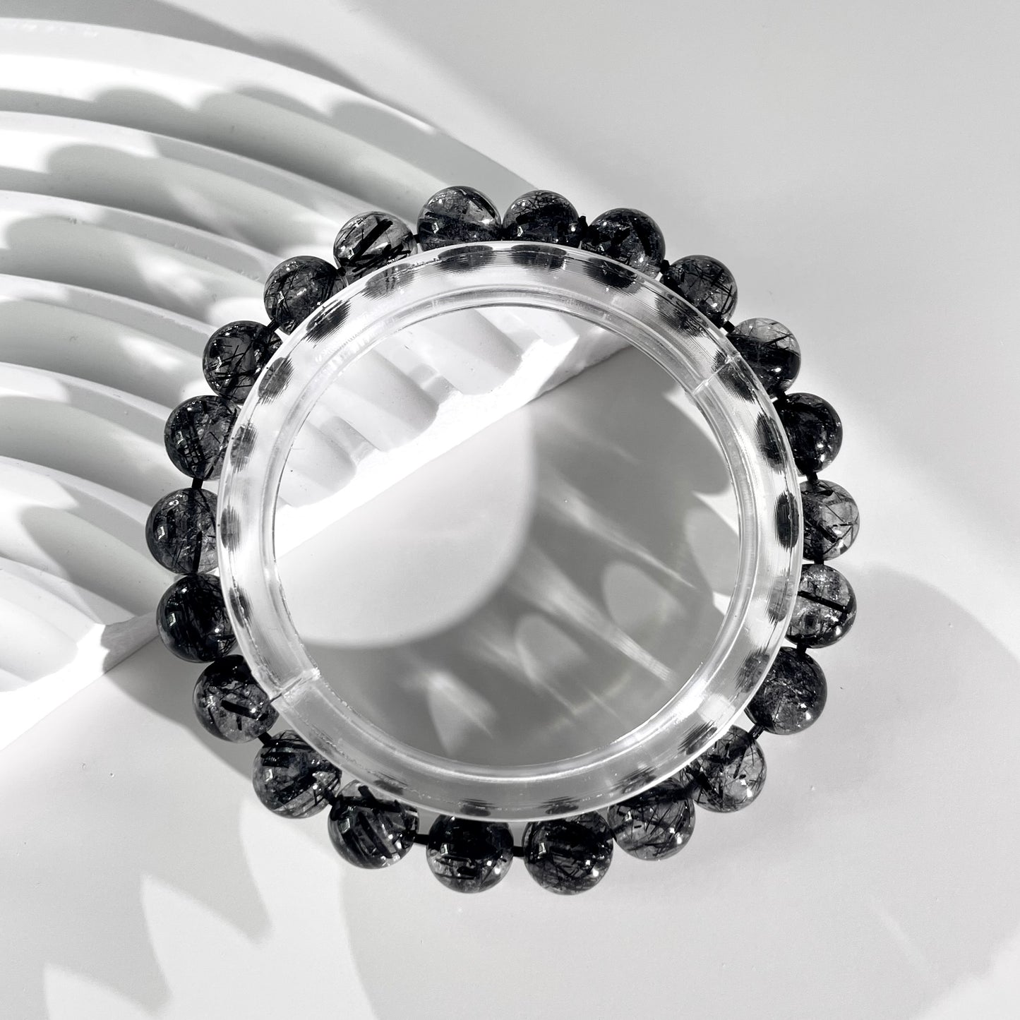 Black Rutile Quartz Beaded Bracelet