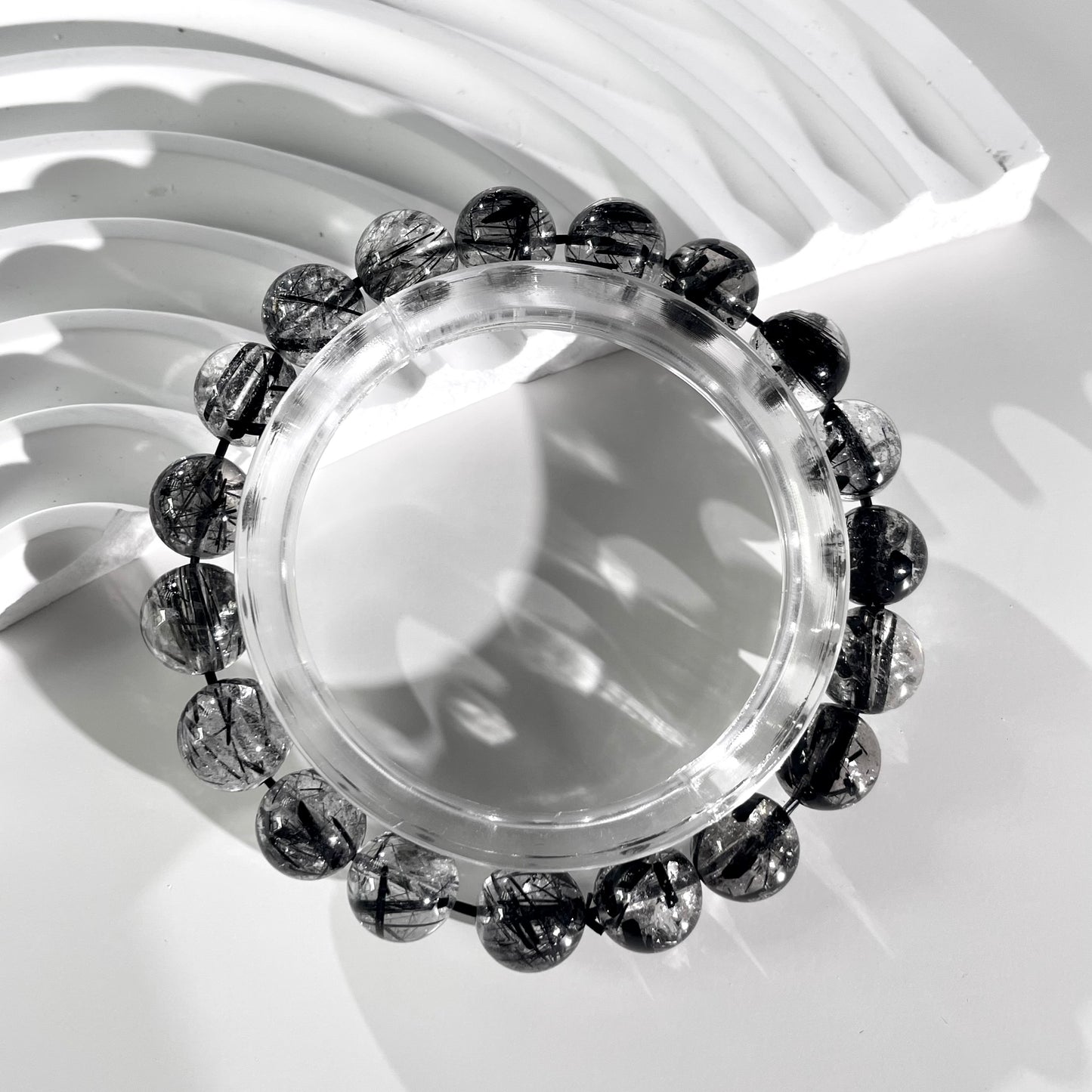 Black Rutile Quartz Beaded Bracelet