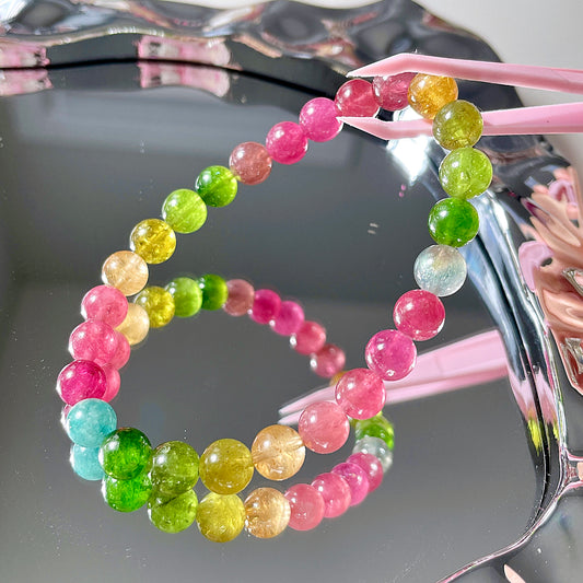 Rainbow Tourmaline Beaded Bracelet