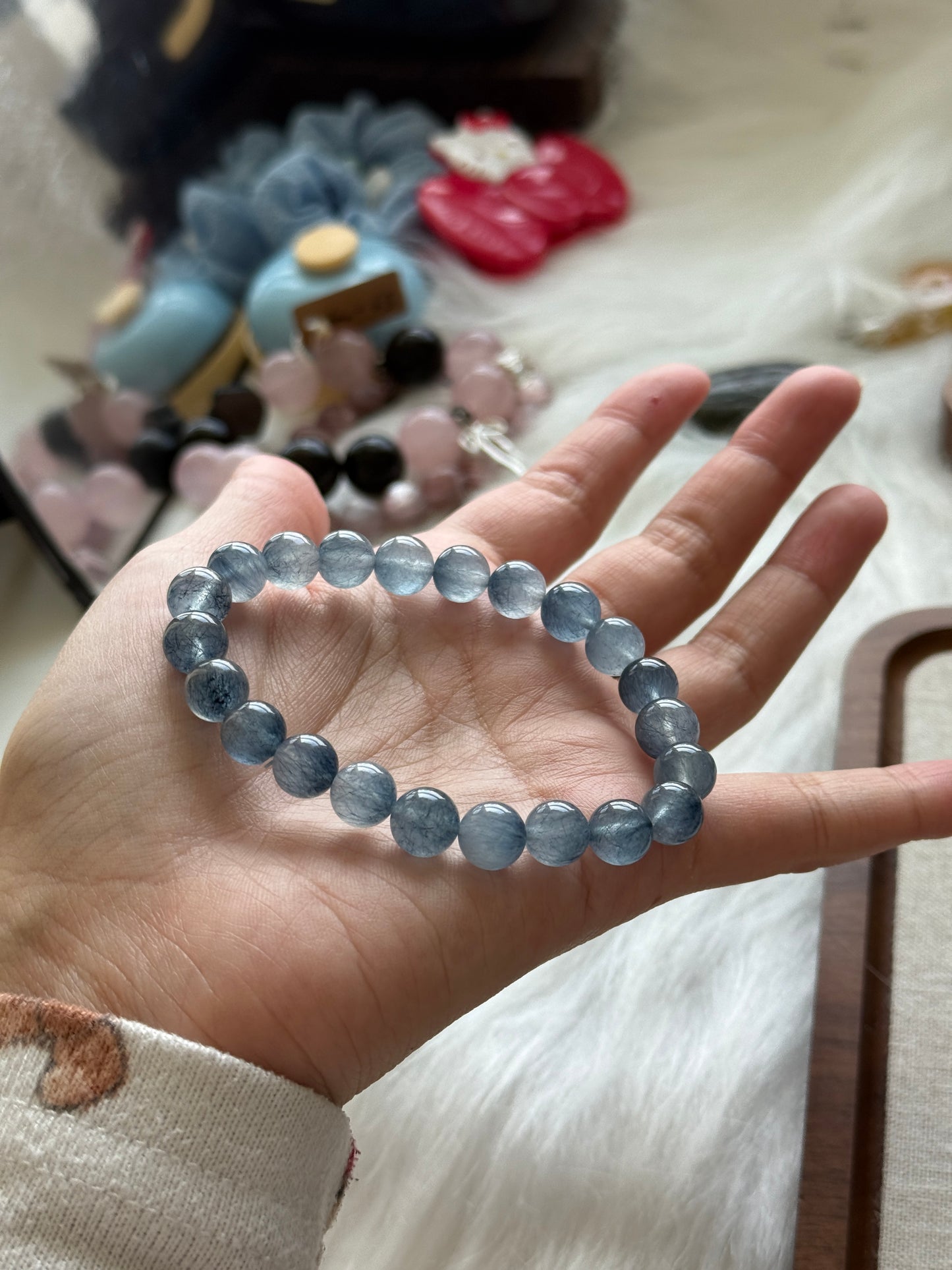 Blue Rabbit Hair Quartz 8.9mm