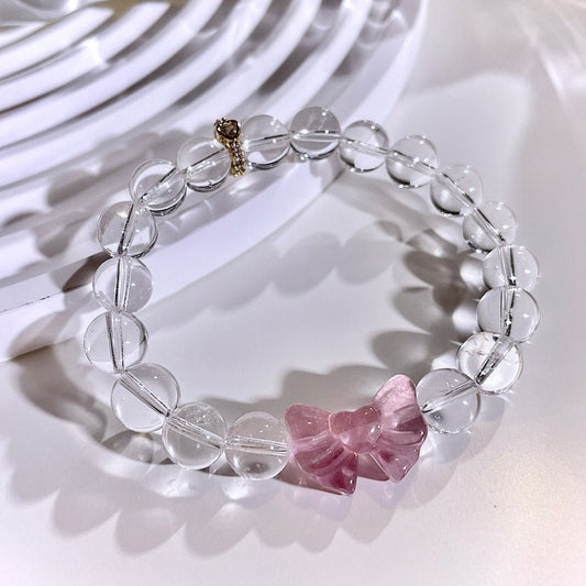 Clear Quartz Ribbon Fluorite Beaded Bracelet