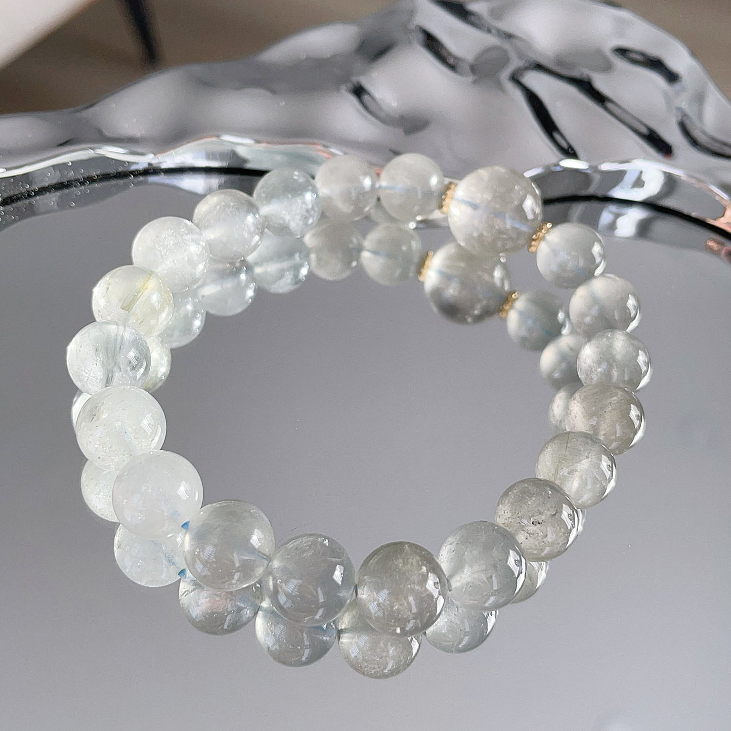Blue-Grey Amphibole Beaded Bracelet