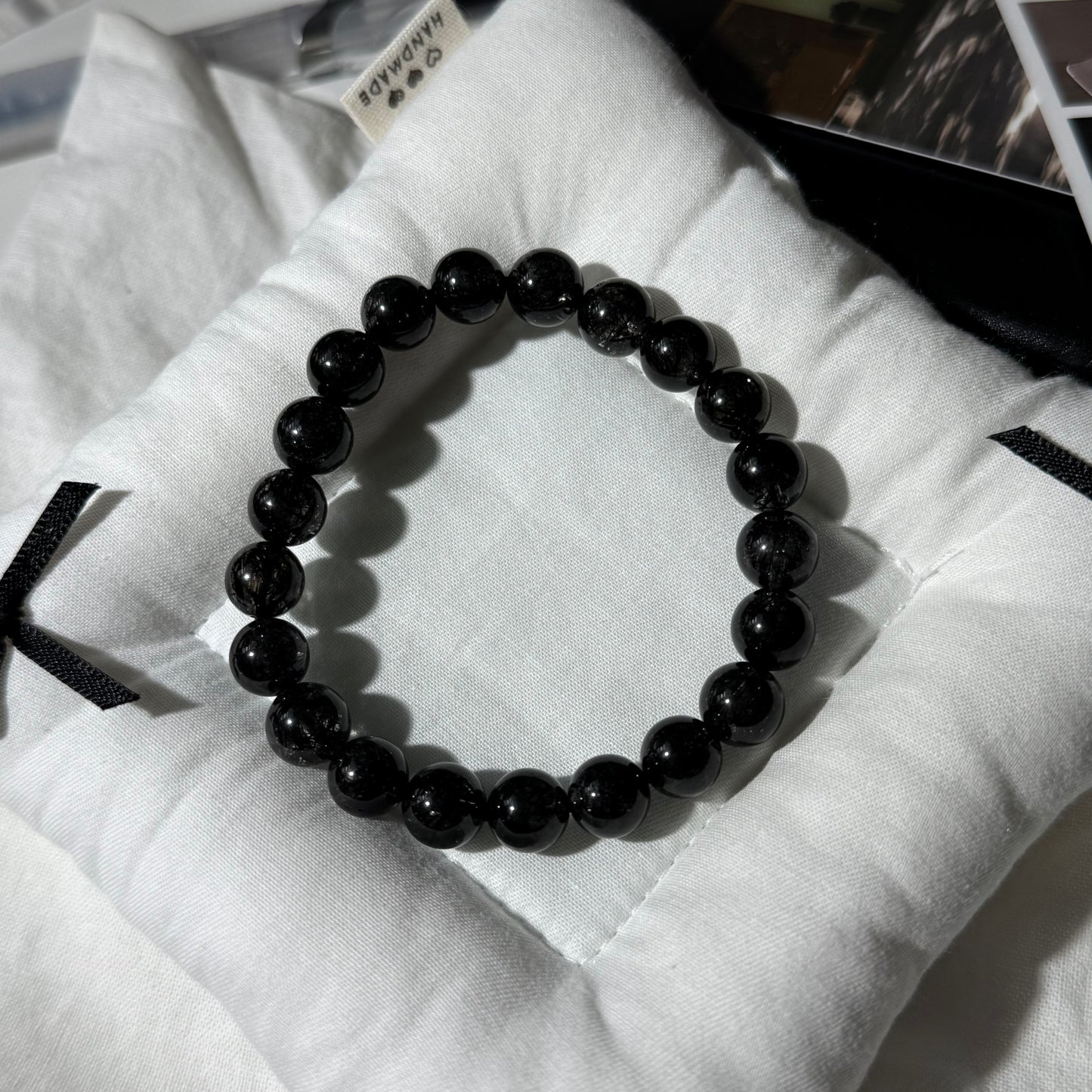Black Rutile Quartz Beaded Bracelet