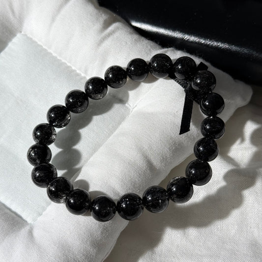 Black Rutile Quartz Beaded Bracelet