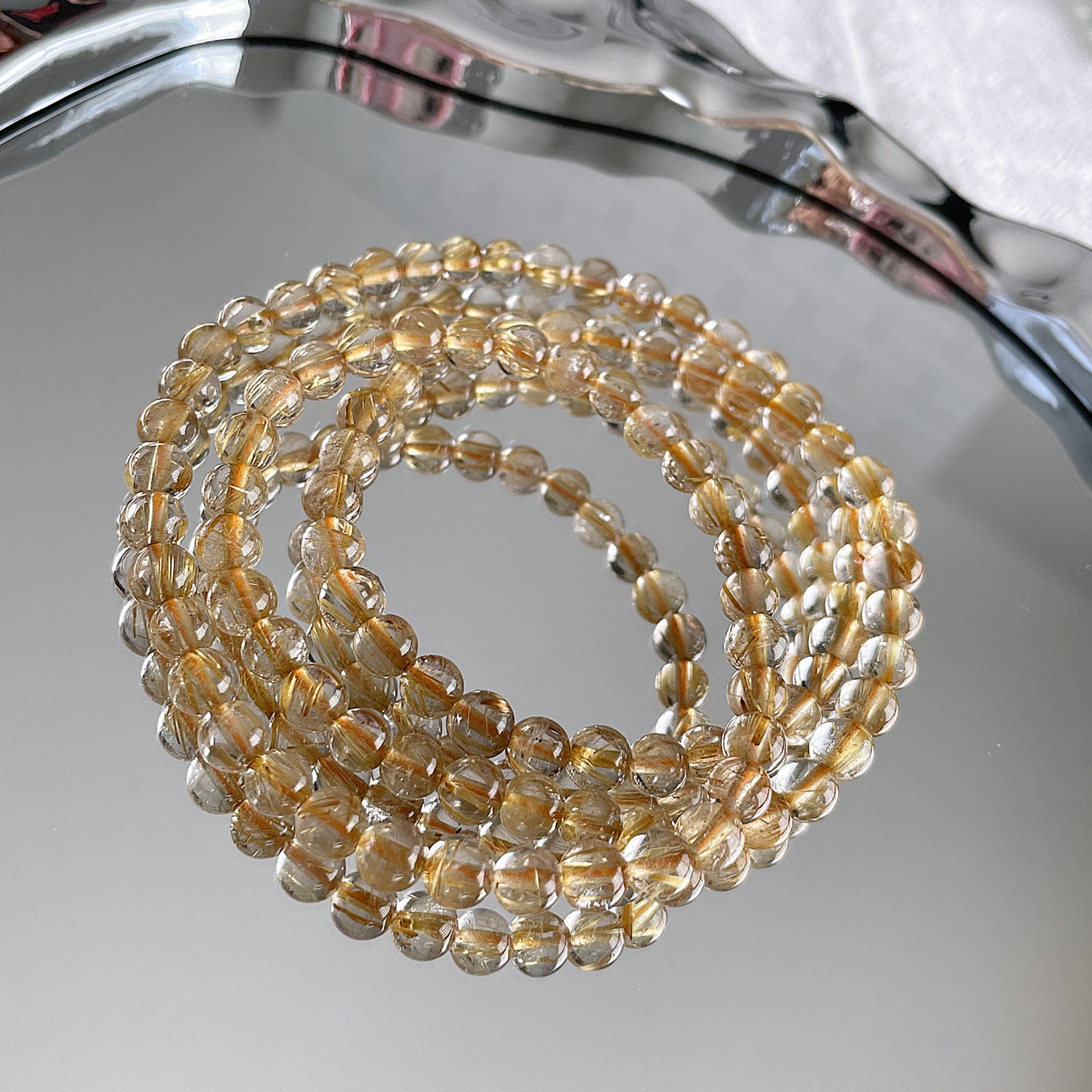3 Laps Golden Rutile Quartz Beaded Bracelet