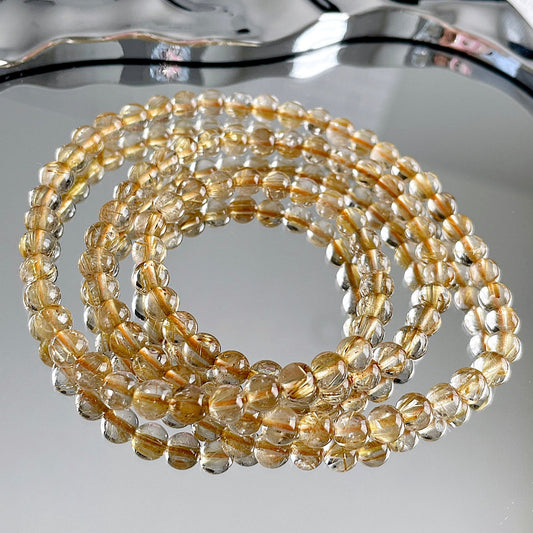 3 Laps Golden Rutile Quartz Beaded Bracelet