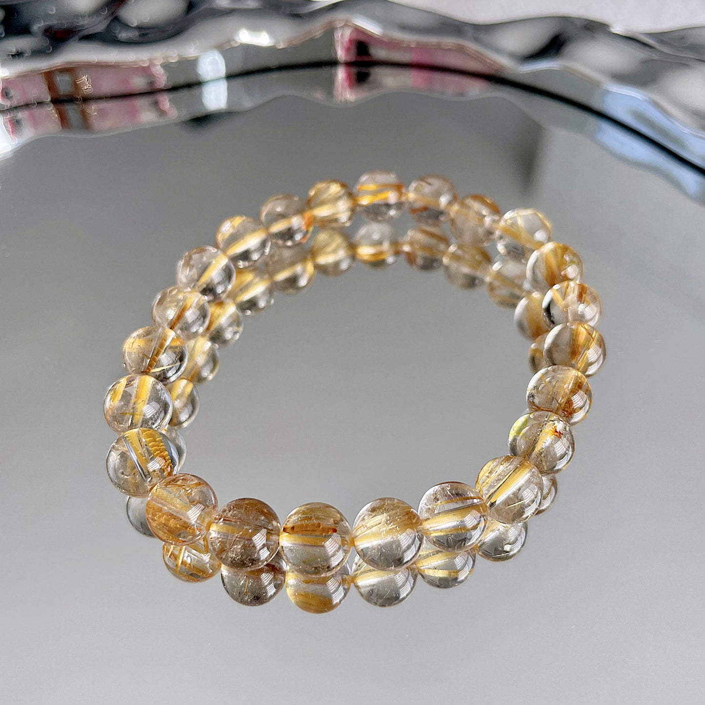 Golden Rutile Quartz Beaded Bracelet