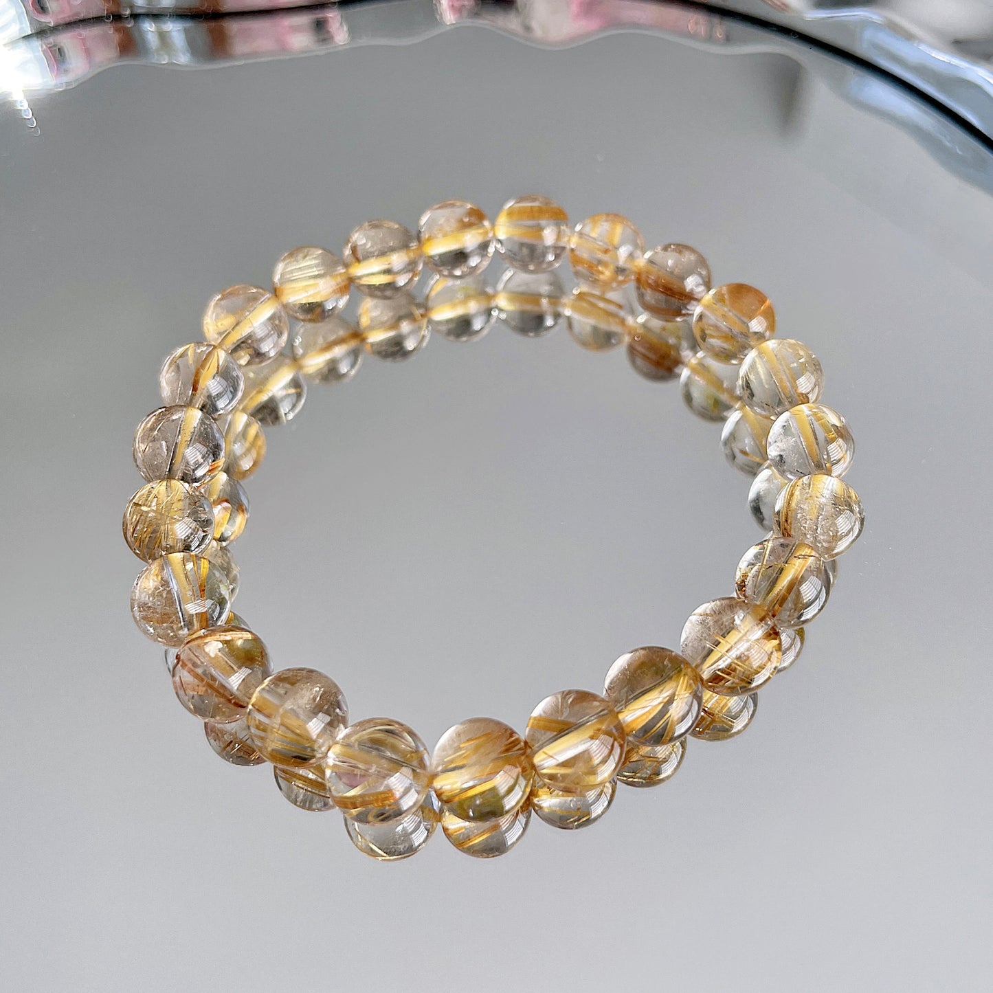 Golden Rutile Quartz Beaded Bracelet