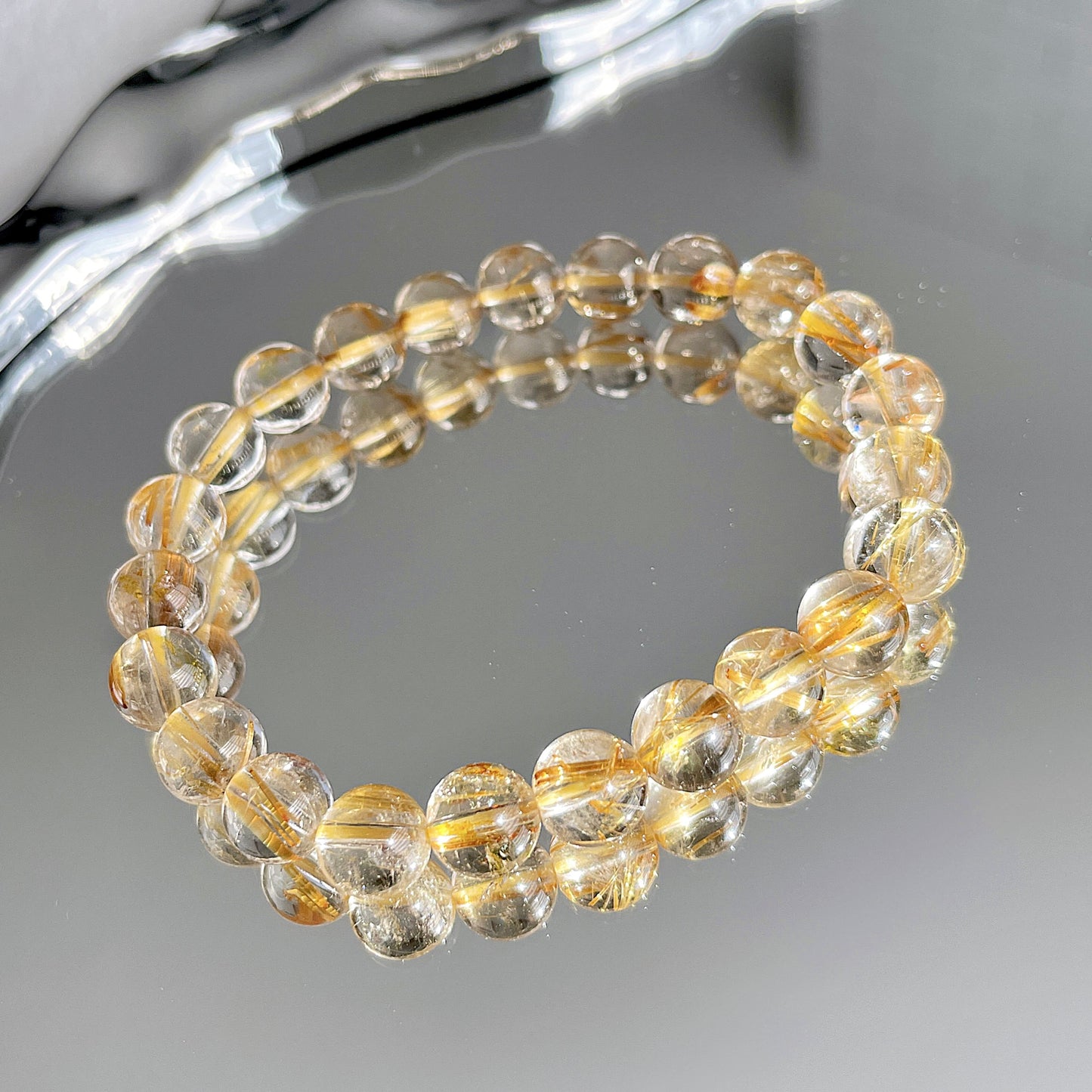 Golden Rutile Quartz Beaded Bracelet
