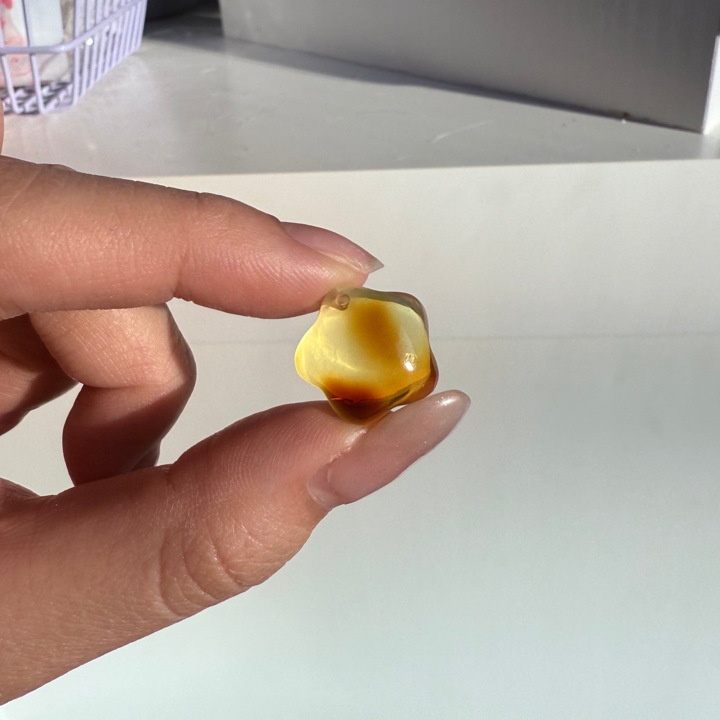 Yellow Beeswax Amber Polished Star Shaped Pendent
