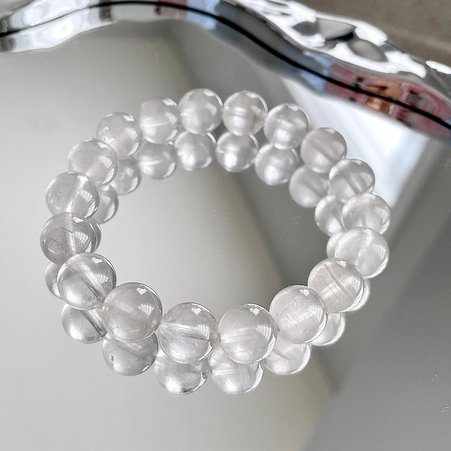 Grey Phantom Lithium Quartz Beaded Bracelet