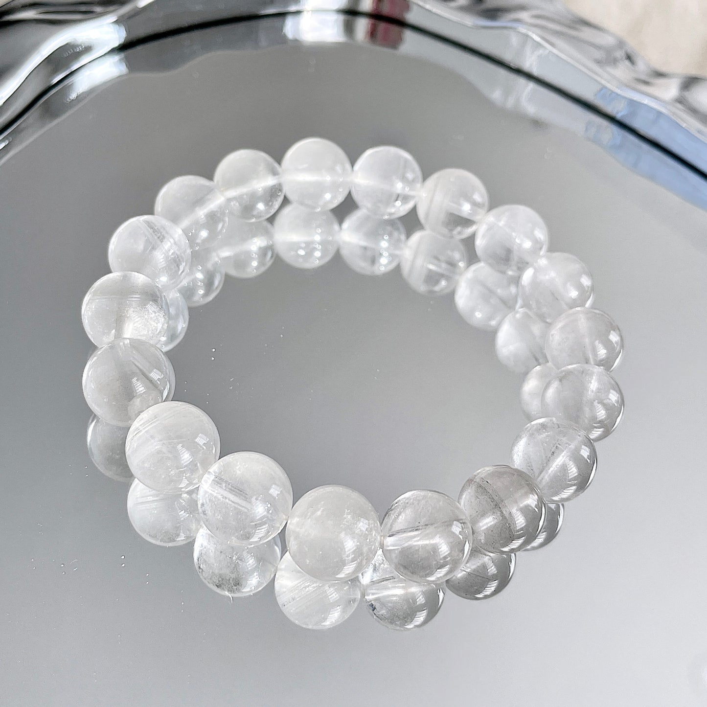 Grey Phantom Lithium Quartz Beaded Bracelet
