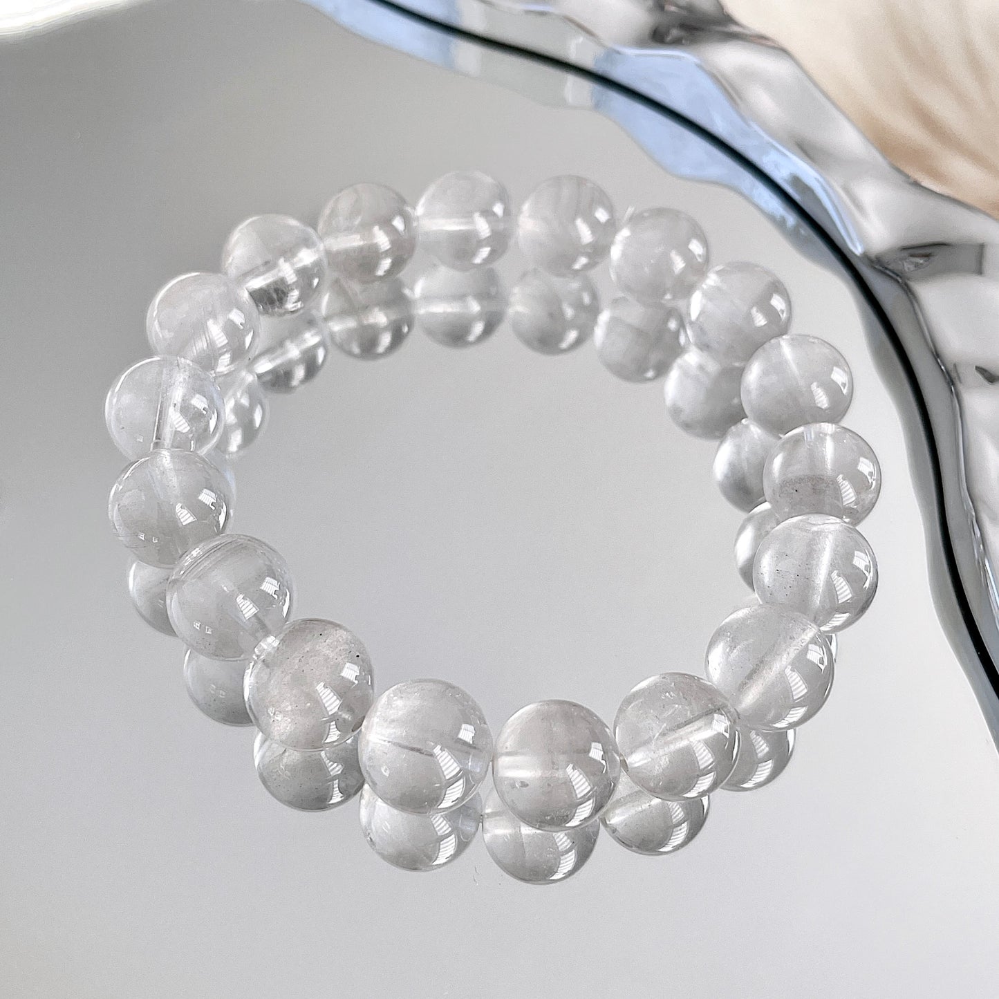 Grey Phantom Lithium Quartz Beaded Bracelet