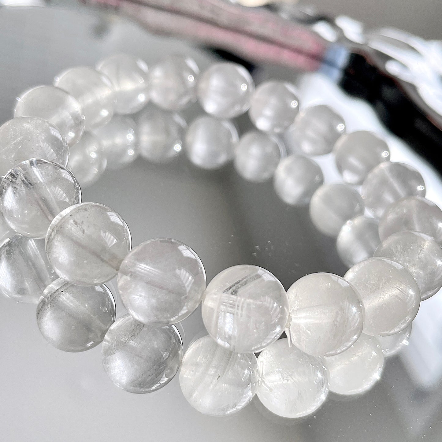 Grey Phantom Lithium Quartz Beaded Bracelet