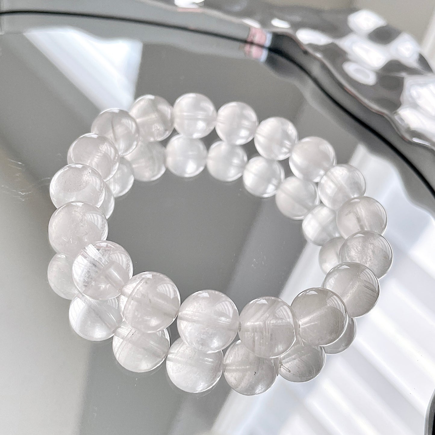Grey Phantom Lithium Quartz Beaded Bracelet