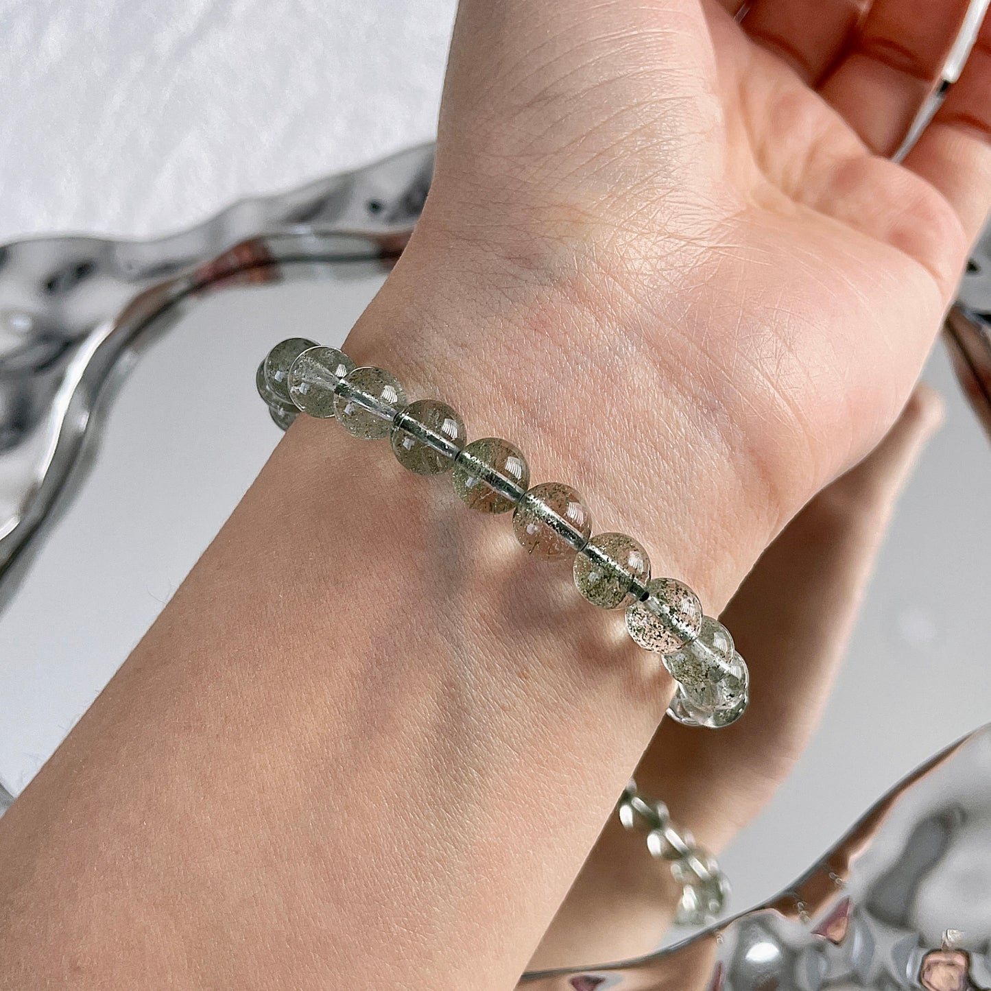Green Phantom Quartz Beaded Bracelet