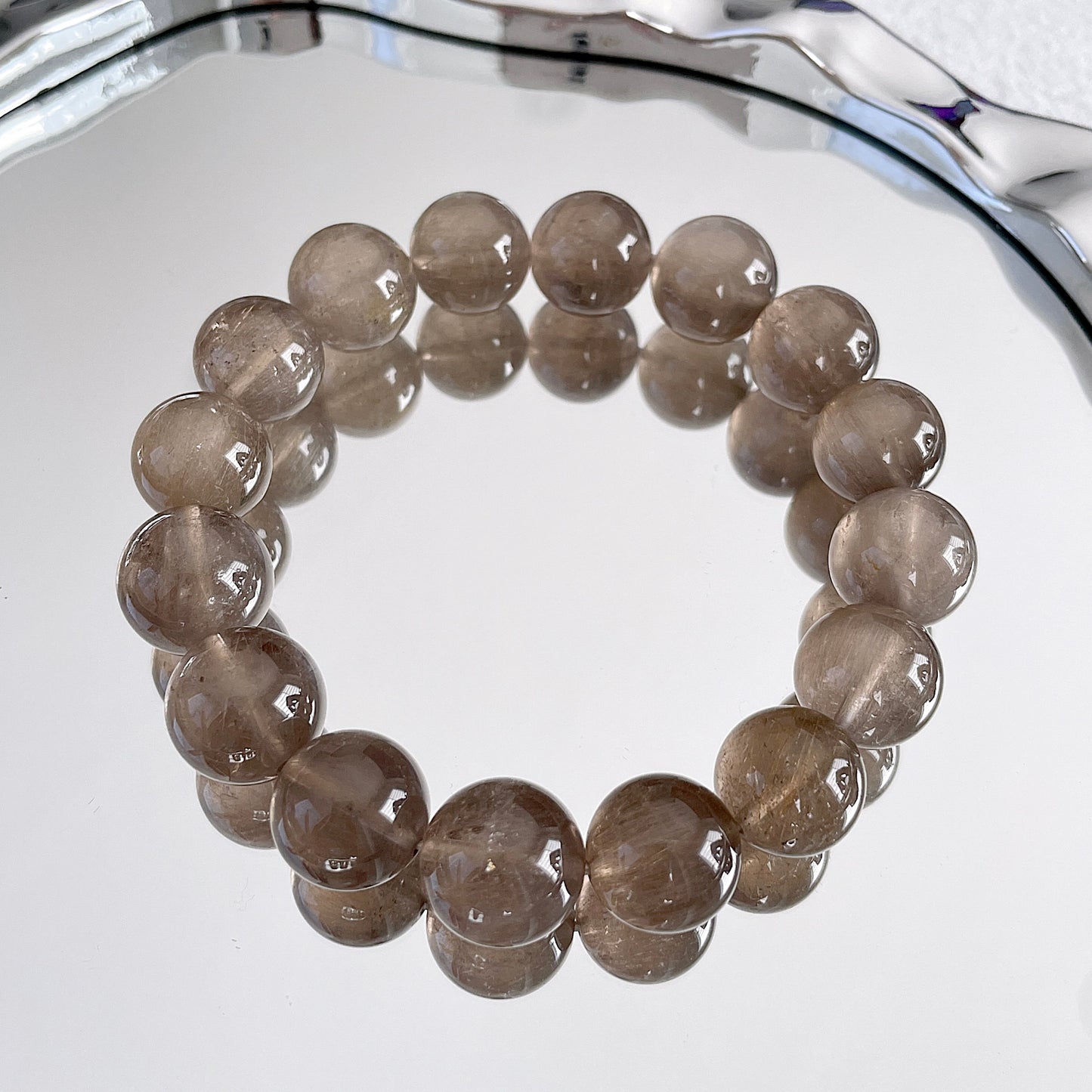 Grey Amphibole Beaded Bracelet