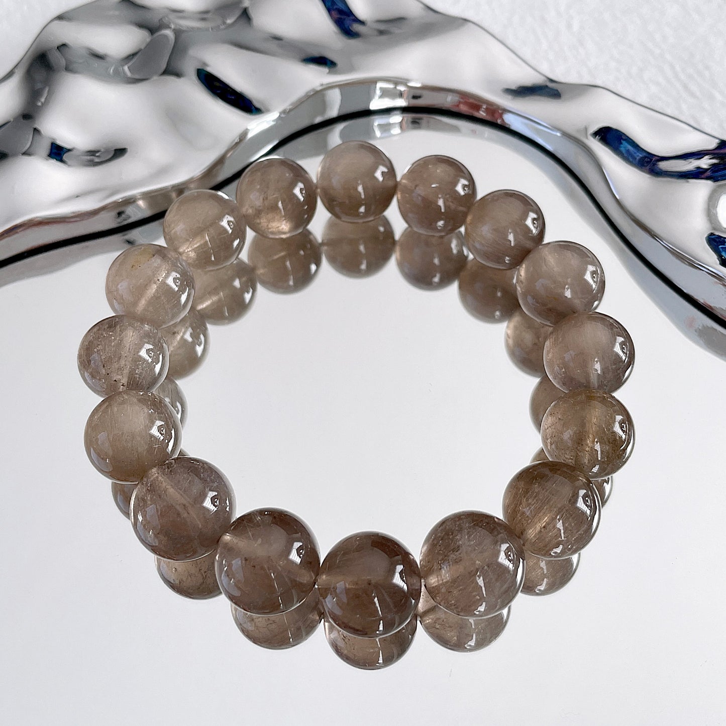 Grey Amphibole Beaded Bracelet