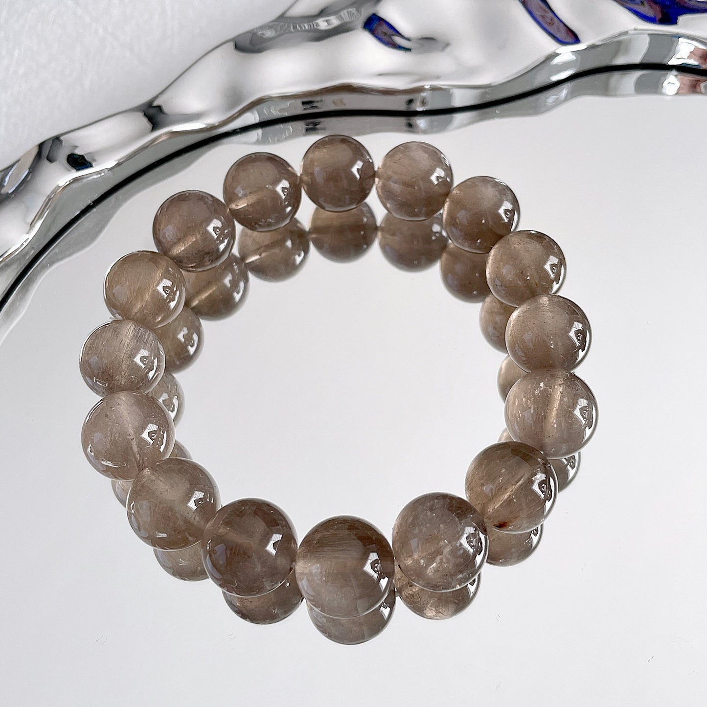 Grey Amphibole Beaded Bracelet