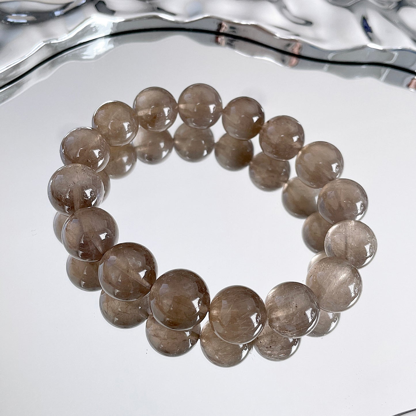 Grey Amphibole Beaded Bracelet