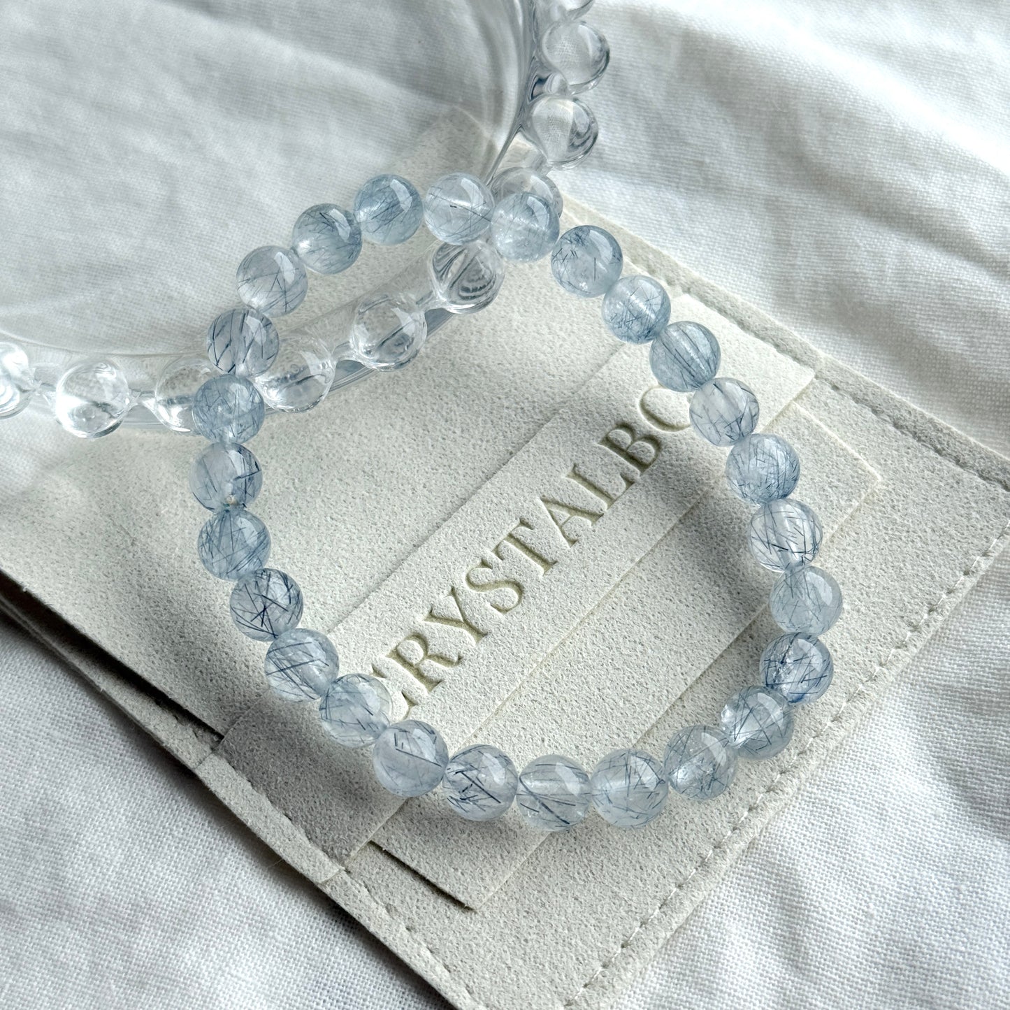 Blue Rutilated Quartz Blue Rabbit Hair Amphibole Beaded Bracelet