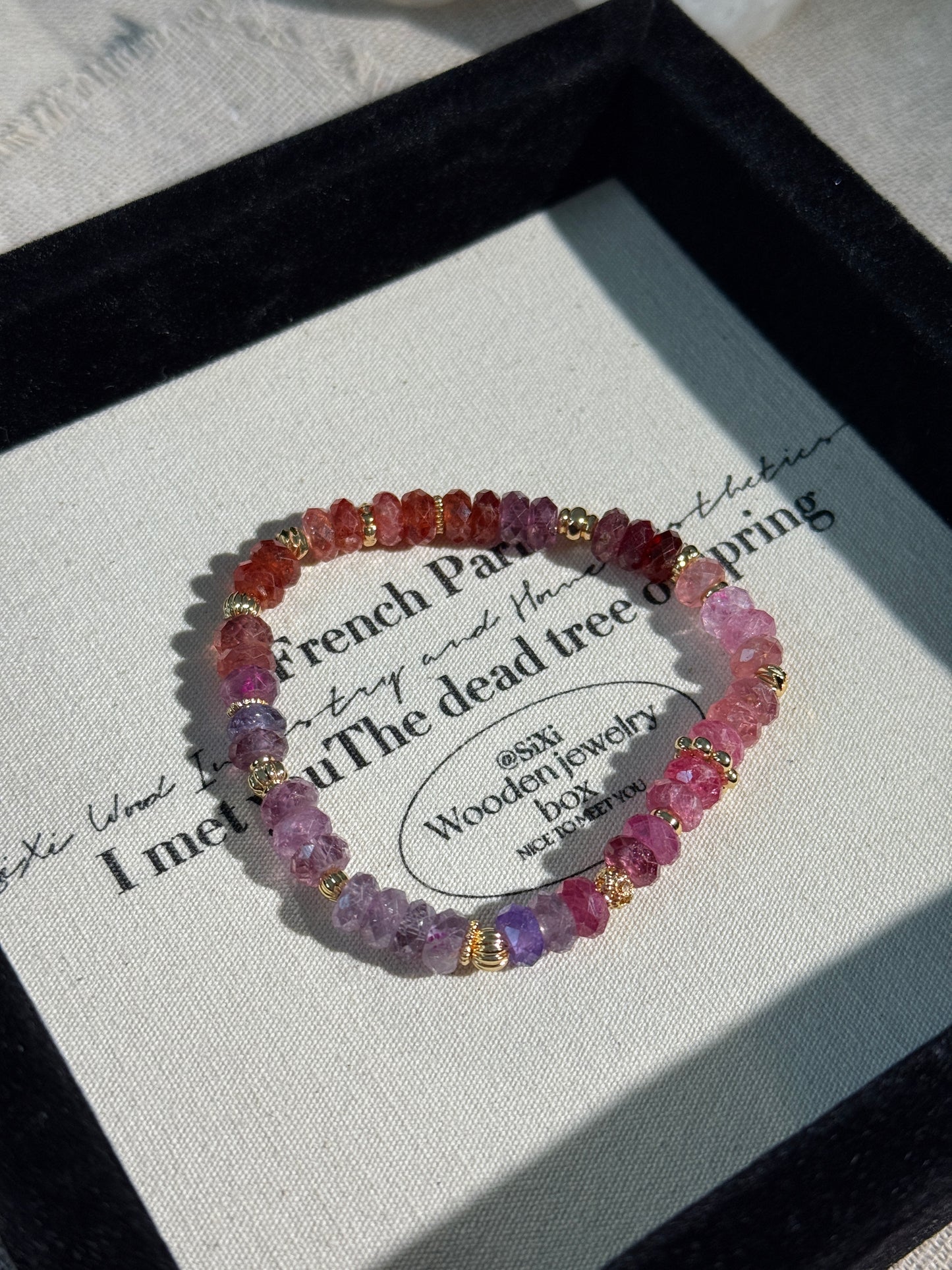 Rainbow Pink/ Purple Spinel Gemstones Genuine Beaded Bracelet