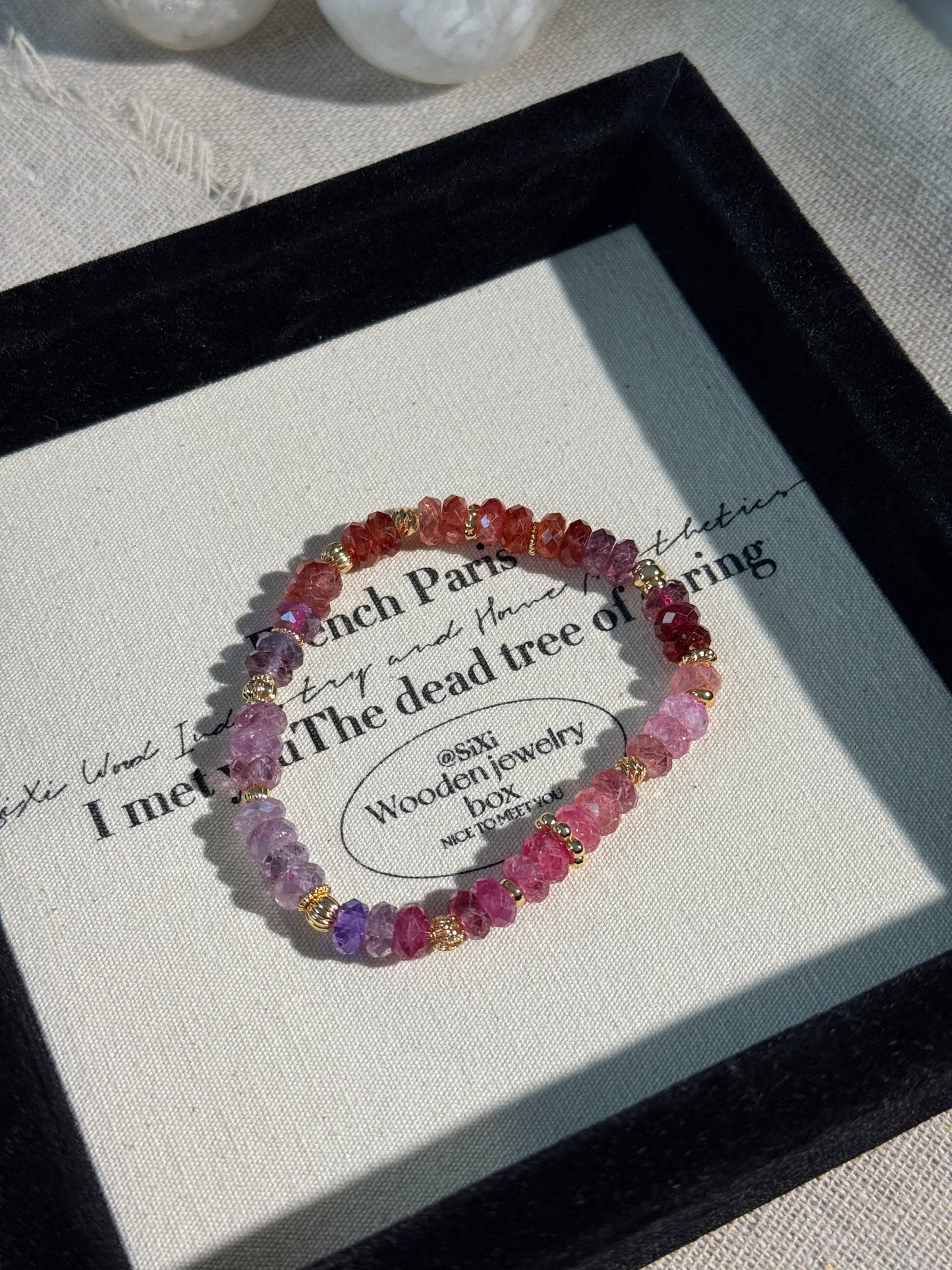 Rainbow Pink/ Purple Spinel Gemstones Genuine Beaded Bracelet