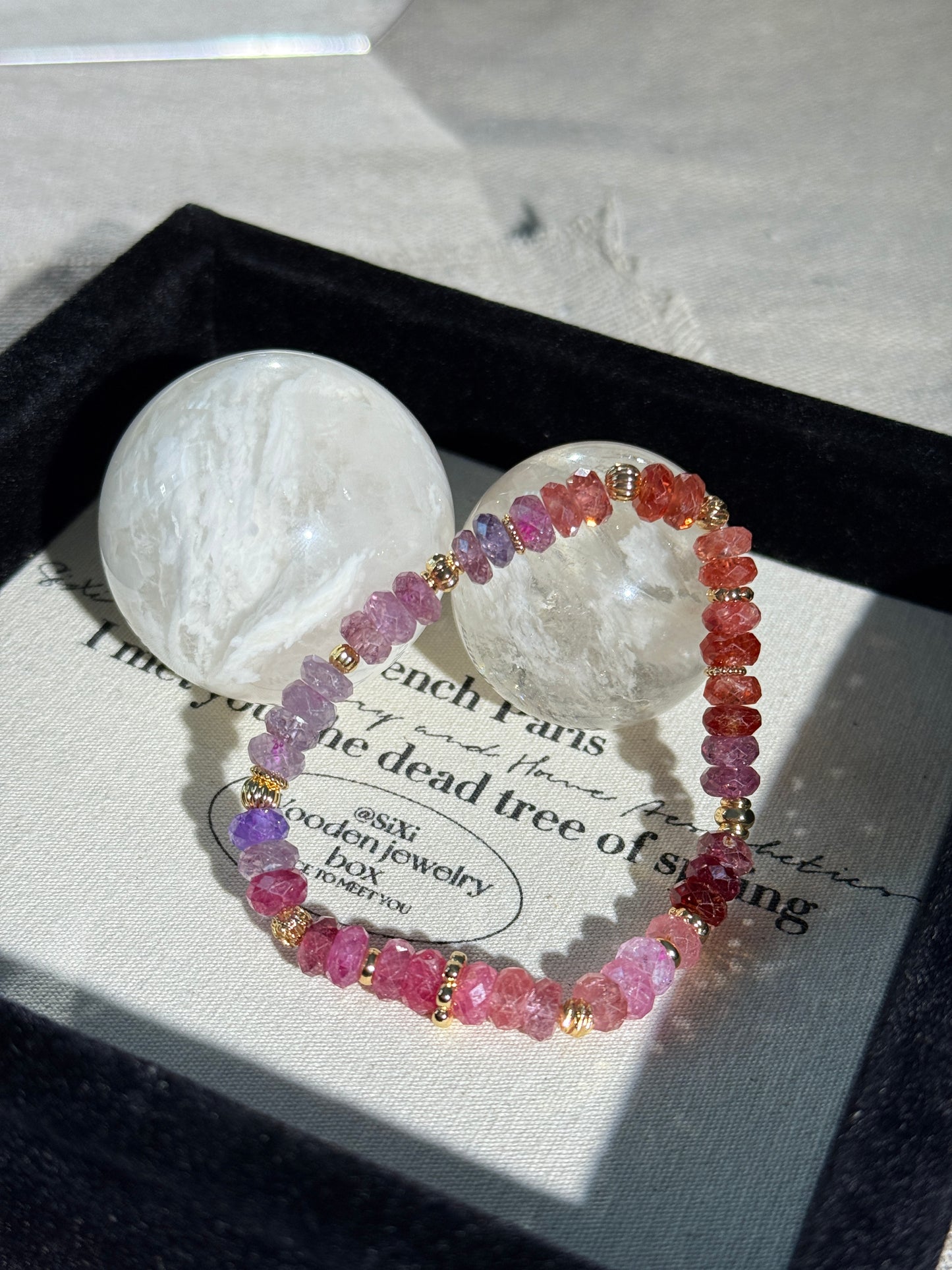 Rainbow Pink/ Purple Spinel Gemstones Genuine Beaded Bracelet