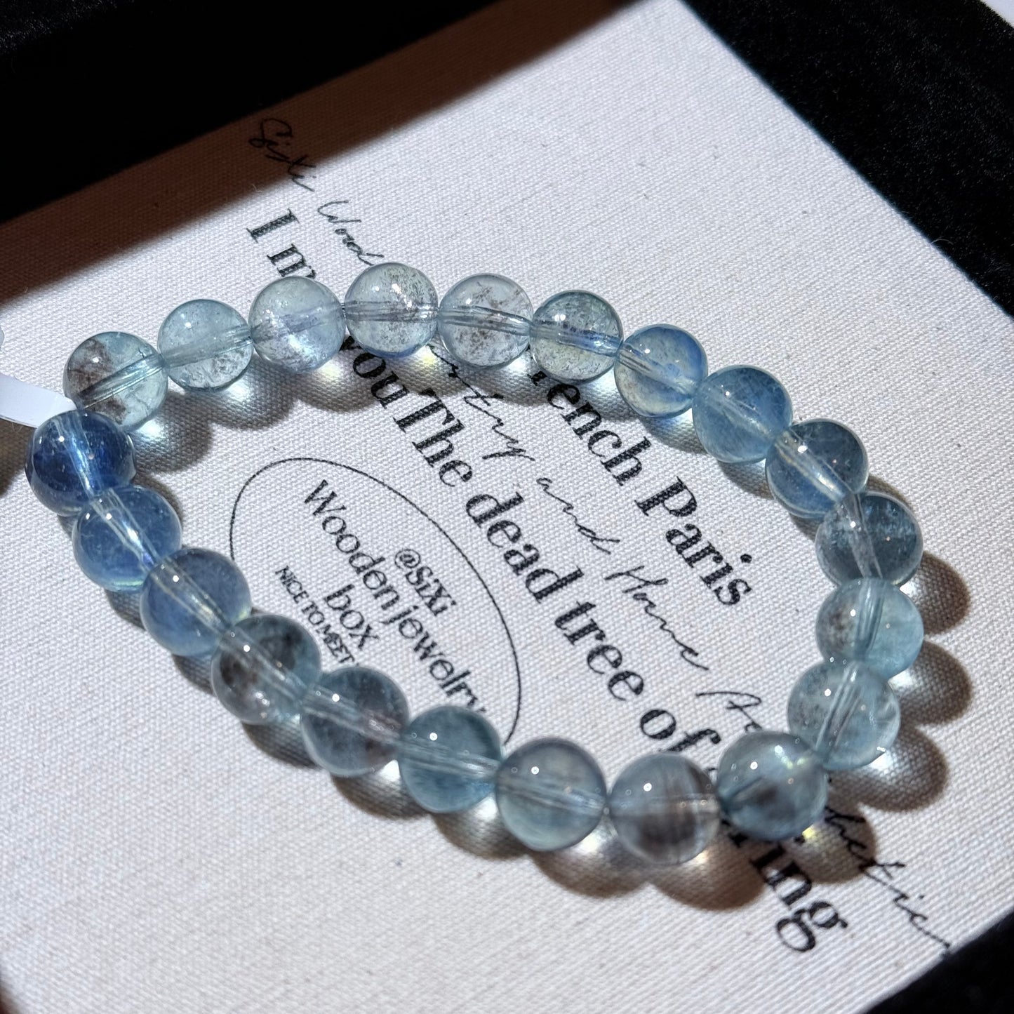 Devil Black & Blue Gold Flashing Aquamarine Bead Bracelet