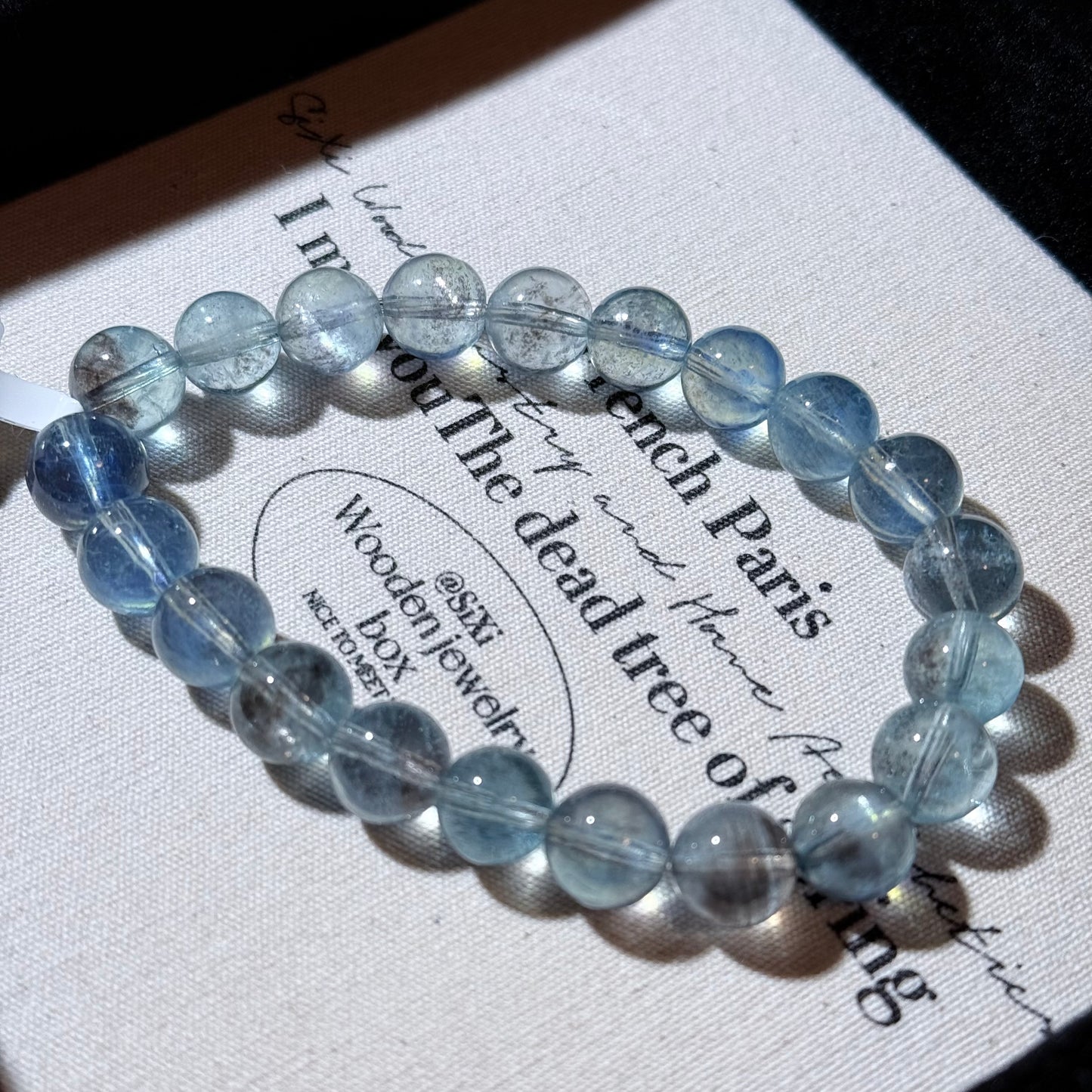 Devil Black & Blue Gold Flashing Aquamarine Bead Bracelet