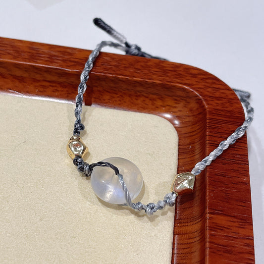 Moonstone Lucky Peace Buckle Braided Bracelet