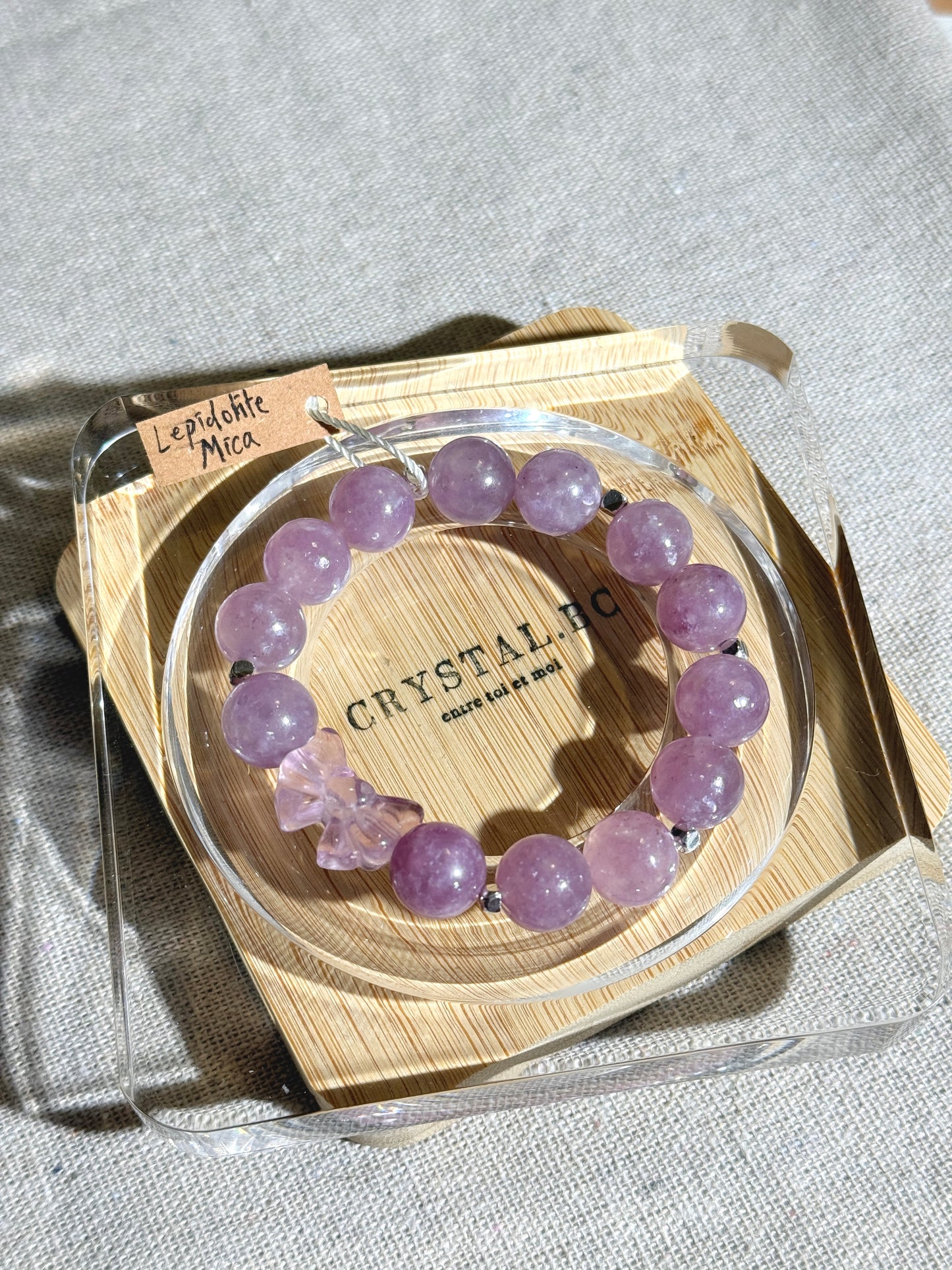 Purple Lepidolite Mica 11mm Beaded Bracelet