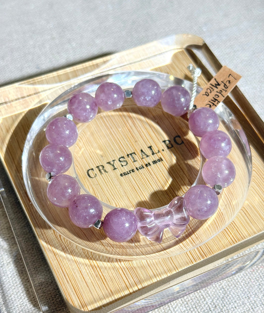 Purple Lepidolite Mica 11mm Beaded Bracelet