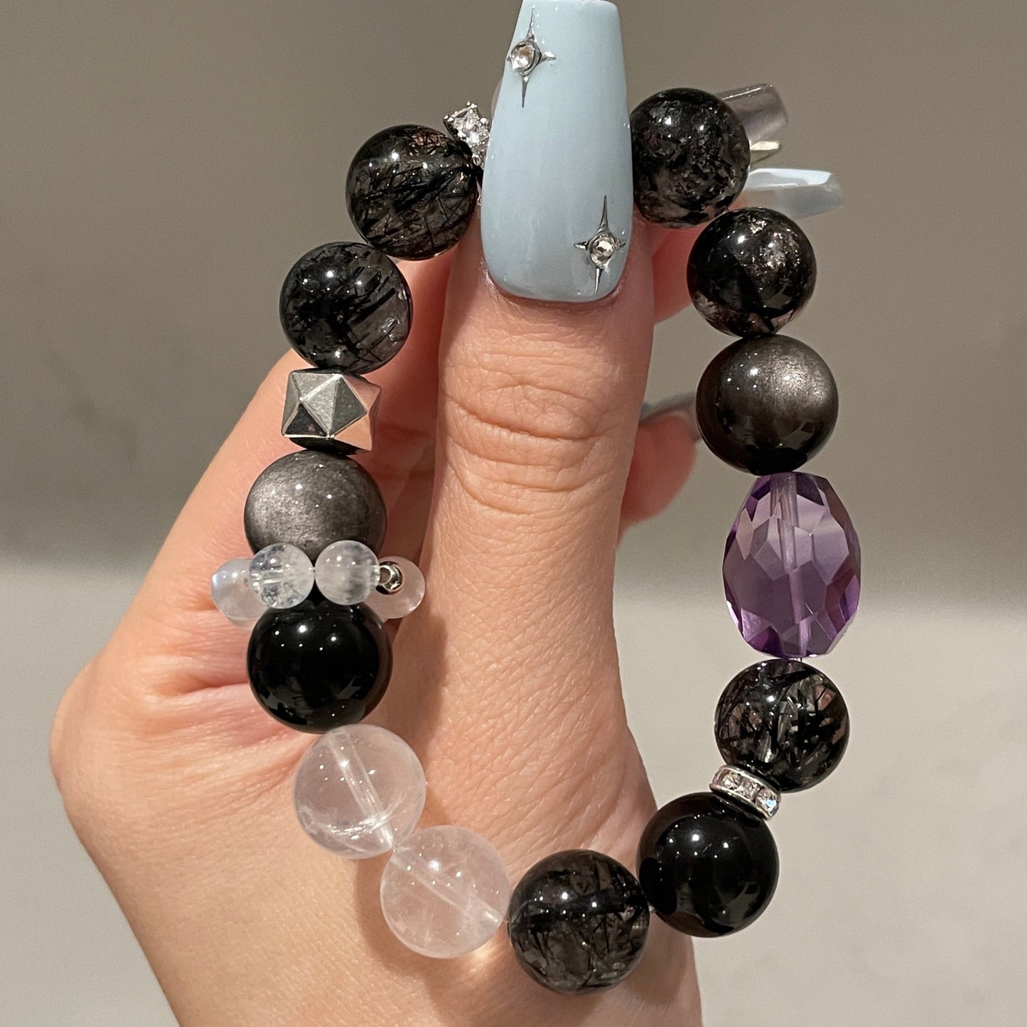 Black Rutilated Quartz Design Bracelet