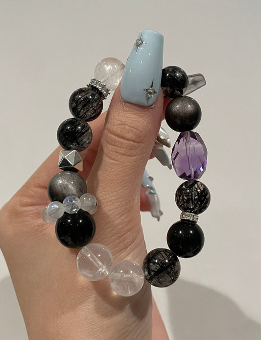 Black Rutilated Quartz Design Bracelet