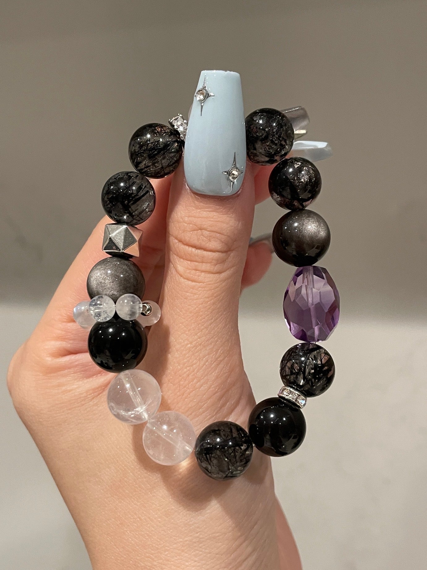 Black Rutilated Quartz Design Bracelet