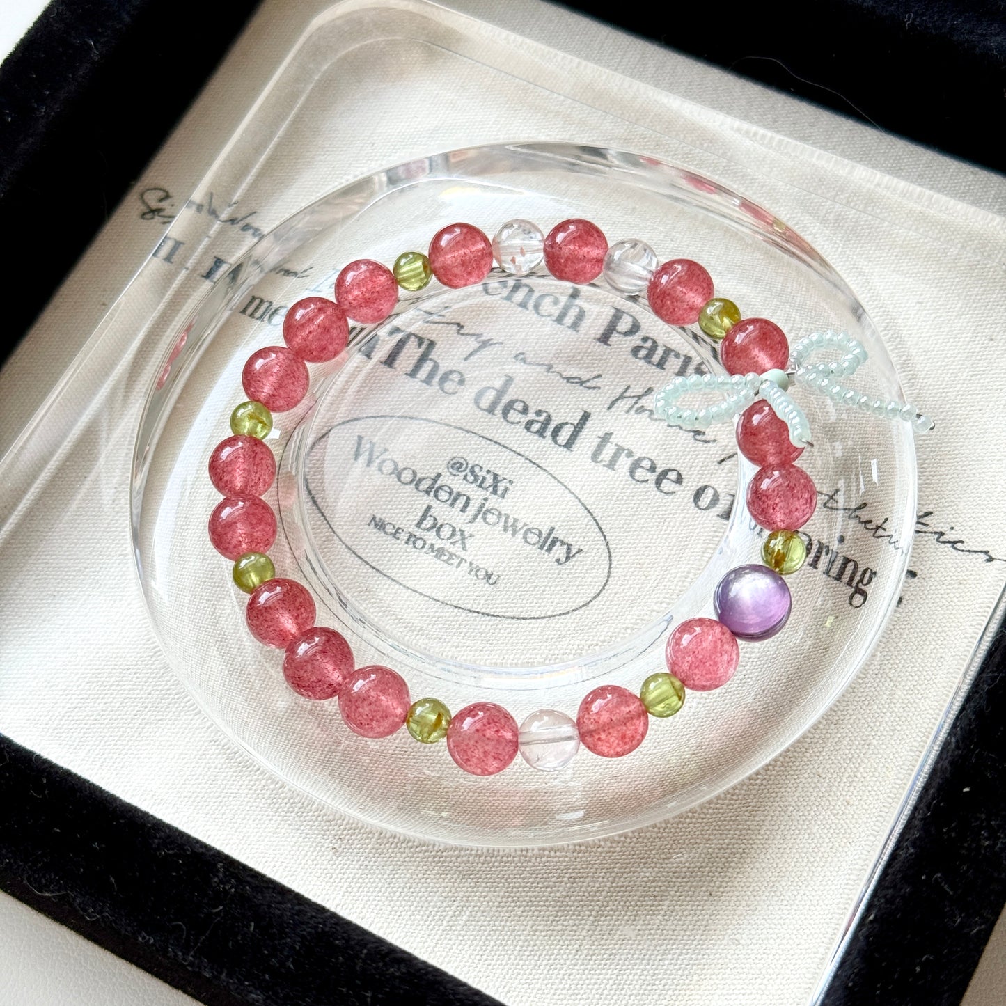 SPRING Strawberry Peridot with Purple Eye Lepidolite Beaded Bracelet