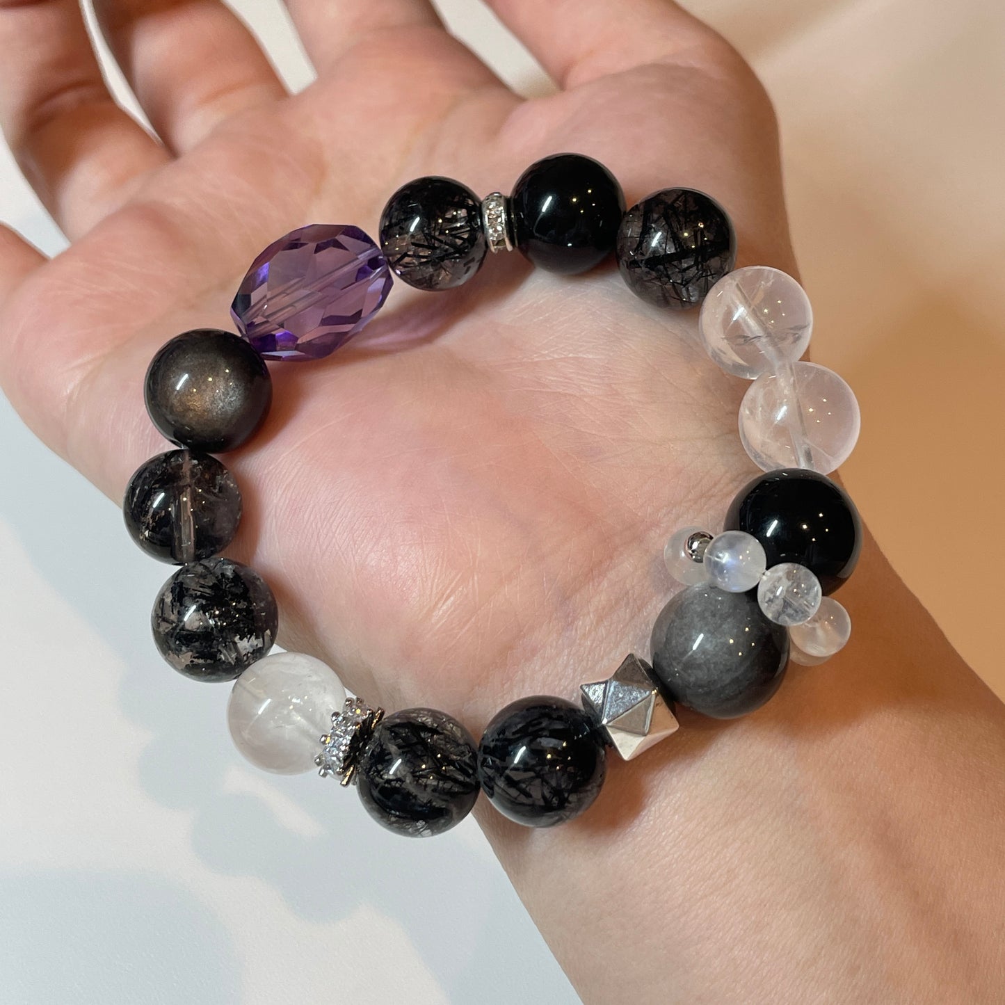 Black Rutilated Quartz Design Bracelet