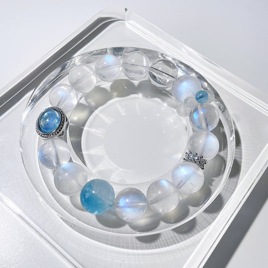 Moonstone | Topaz | Aquamarine Beaded Bracelet