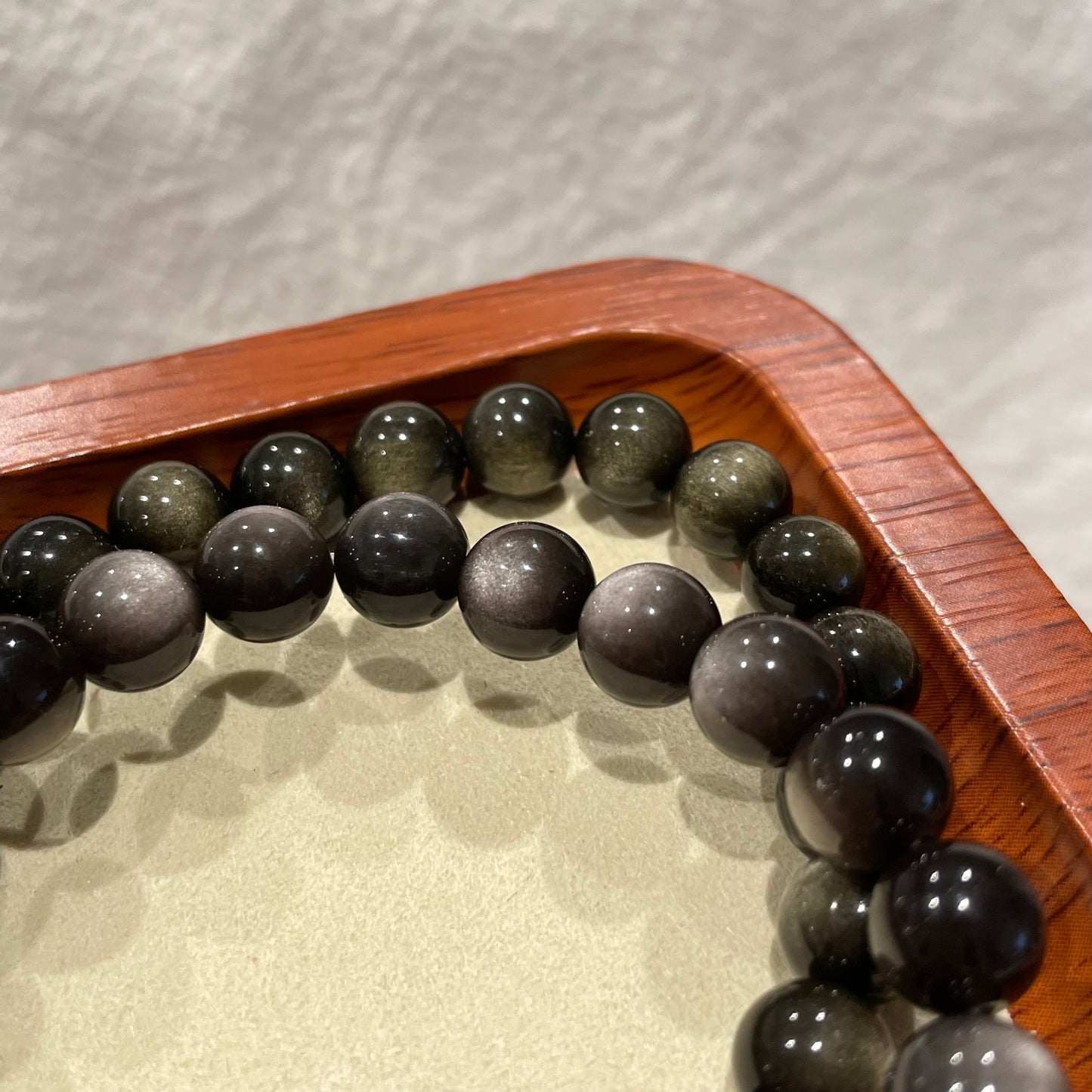 Double Sided Flash Silver/ Golden Sheen Obsidian Bracelet