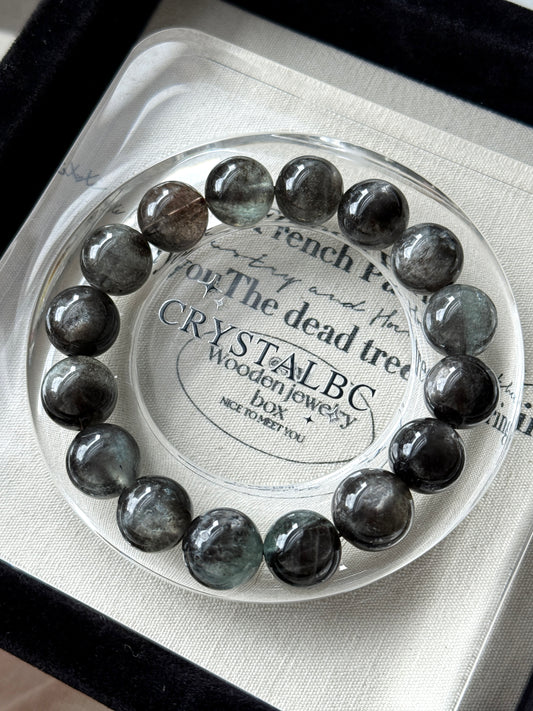 Devil Black Sheen Aquamarine Beaded Bracelet