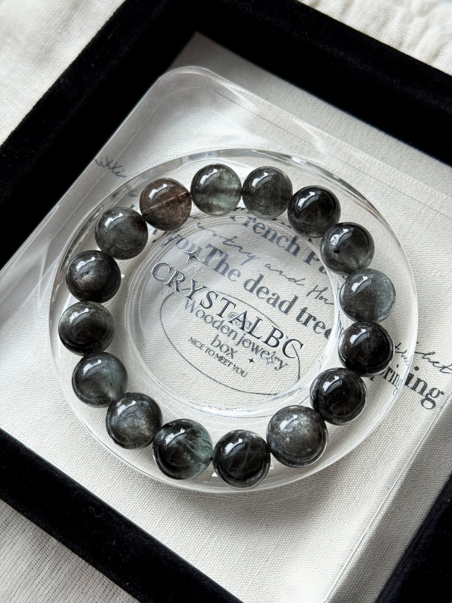 Devil Black Sheen Aquamarine Beaded Bracelet
