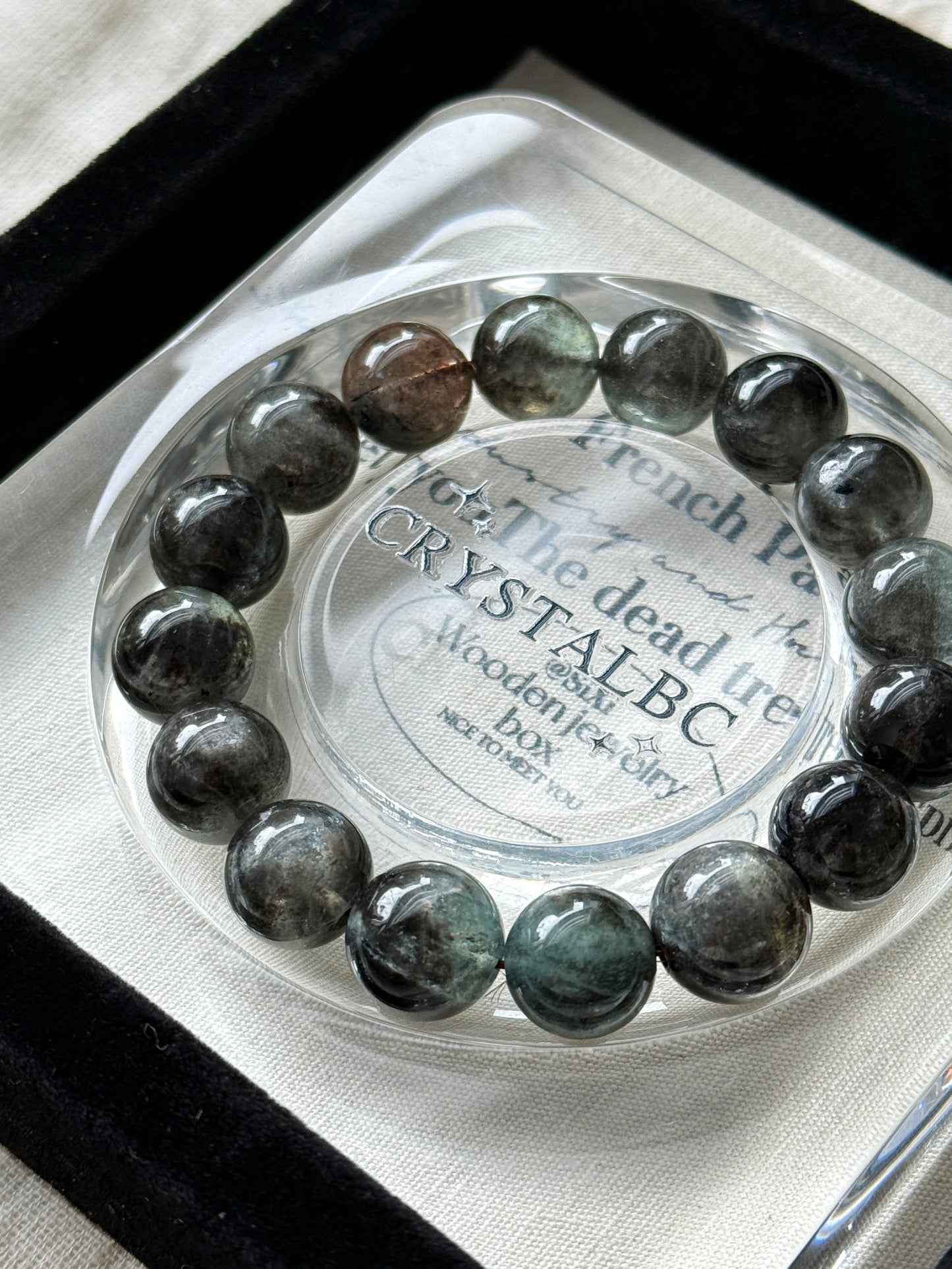 Devil Black Sheen Aquamarine Beaded Bracelet