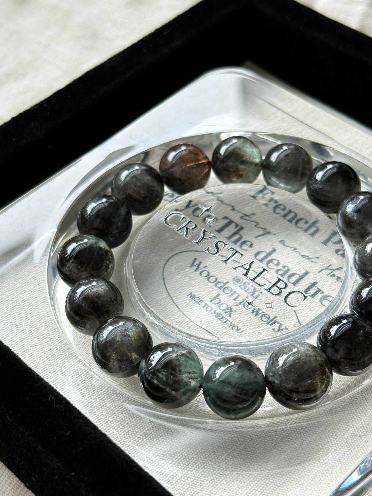 Devil Black Sheen Aquamarine Beaded Bracelet