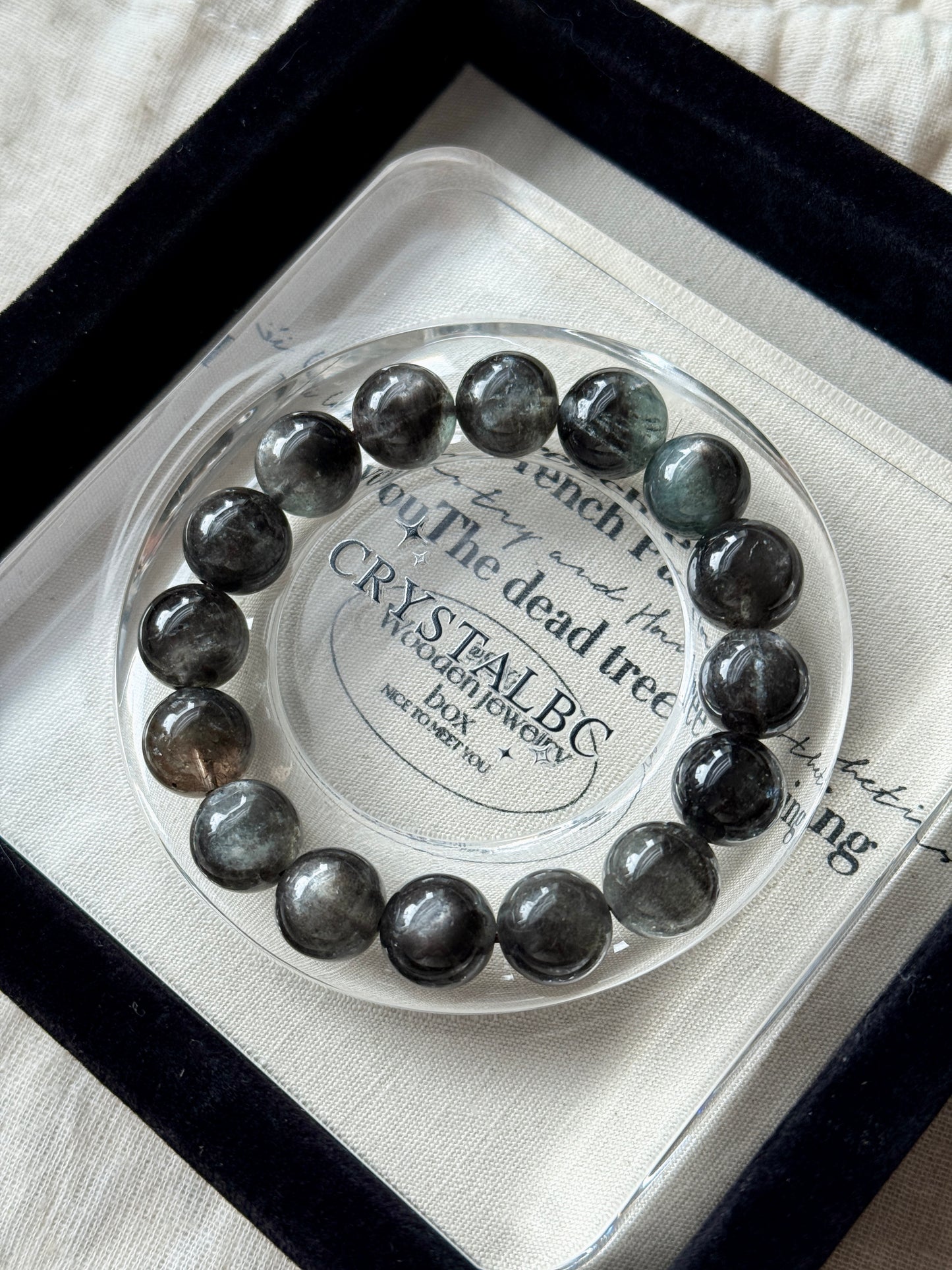 Devil Black Sheen Aquamarine Beaded Bracelet