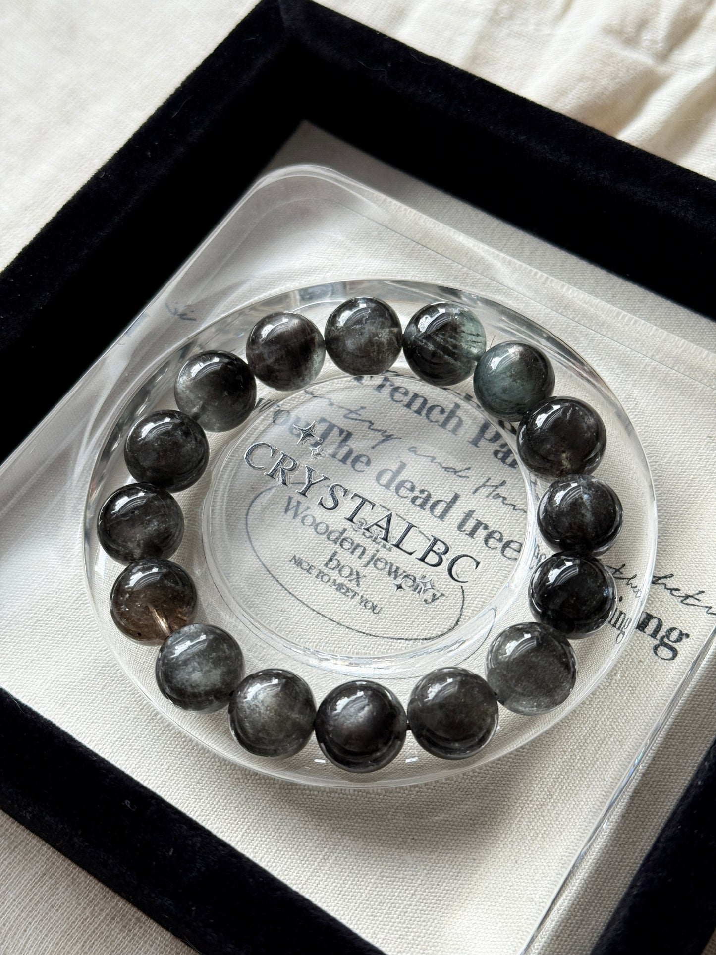 Devil Black Sheen Aquamarine Beaded Bracelet