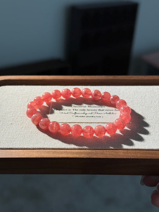 High Grade Gemmy Rhodonite Beaded Bracelet 紅紋石